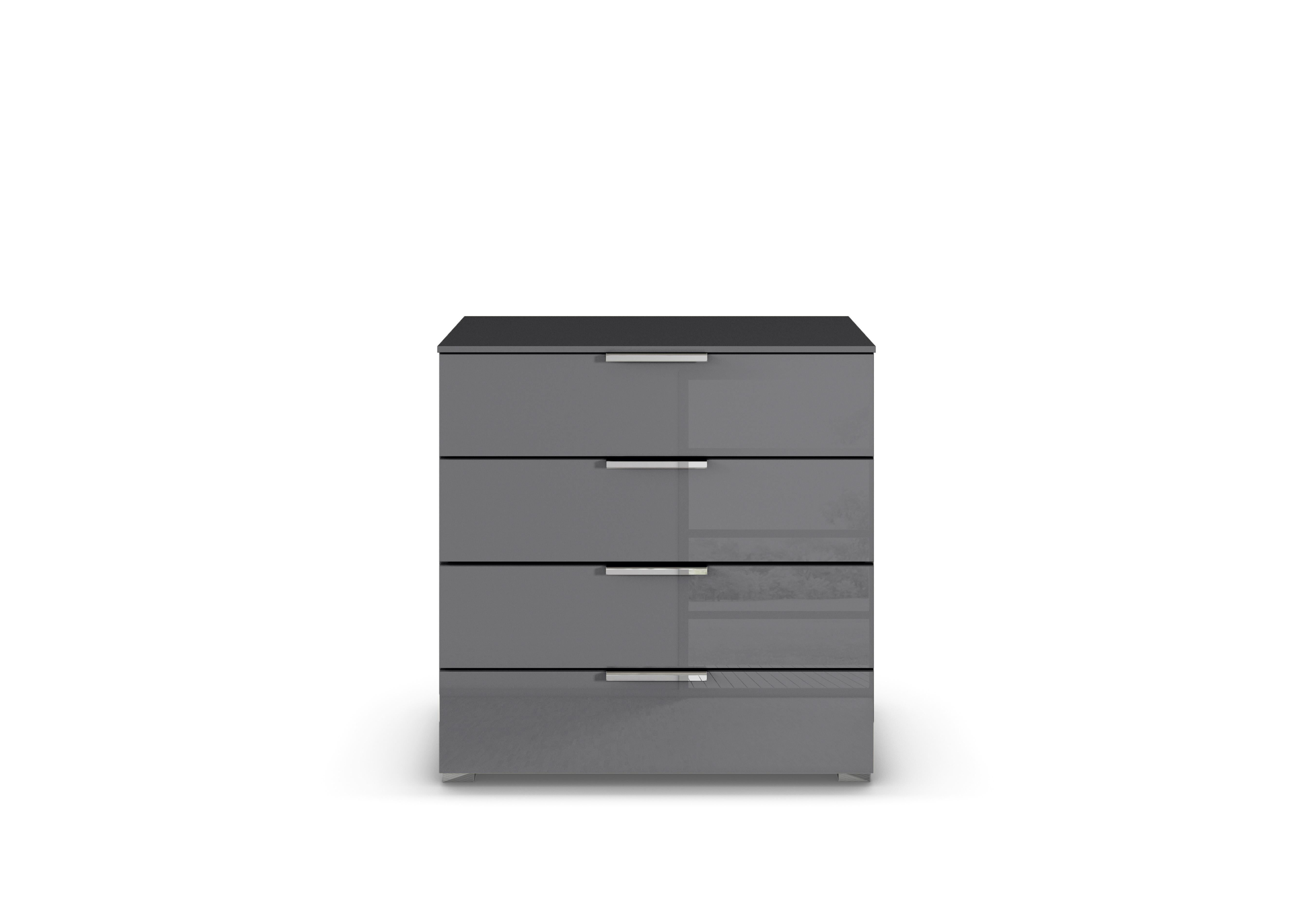 Cairns 4 Drawer Narrow Chest in Graphite A140b Basalt Glass on Furniture Village