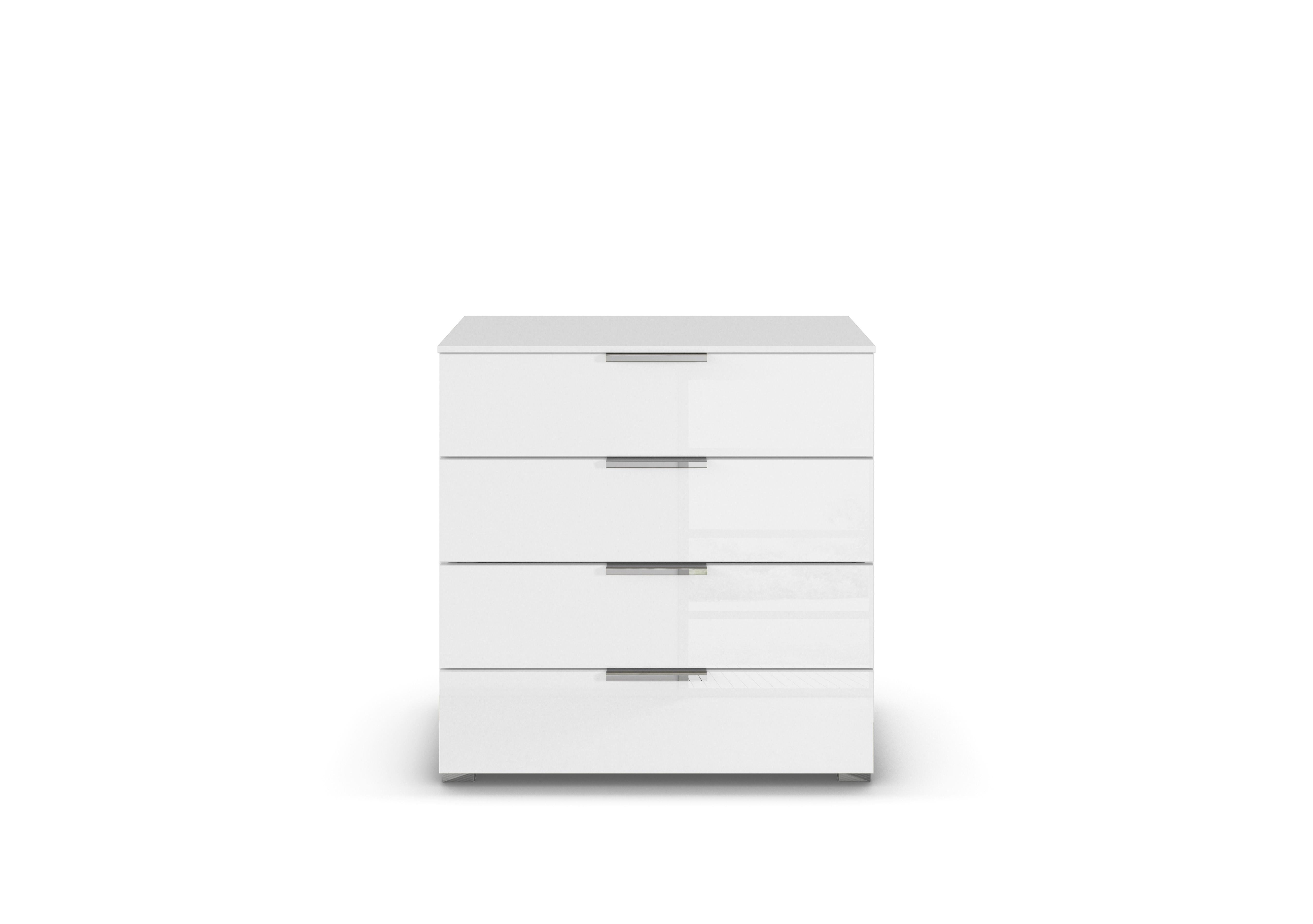 Cairns 4 Drawer Narrow Chest in White A131b White Glass on Furniture Village