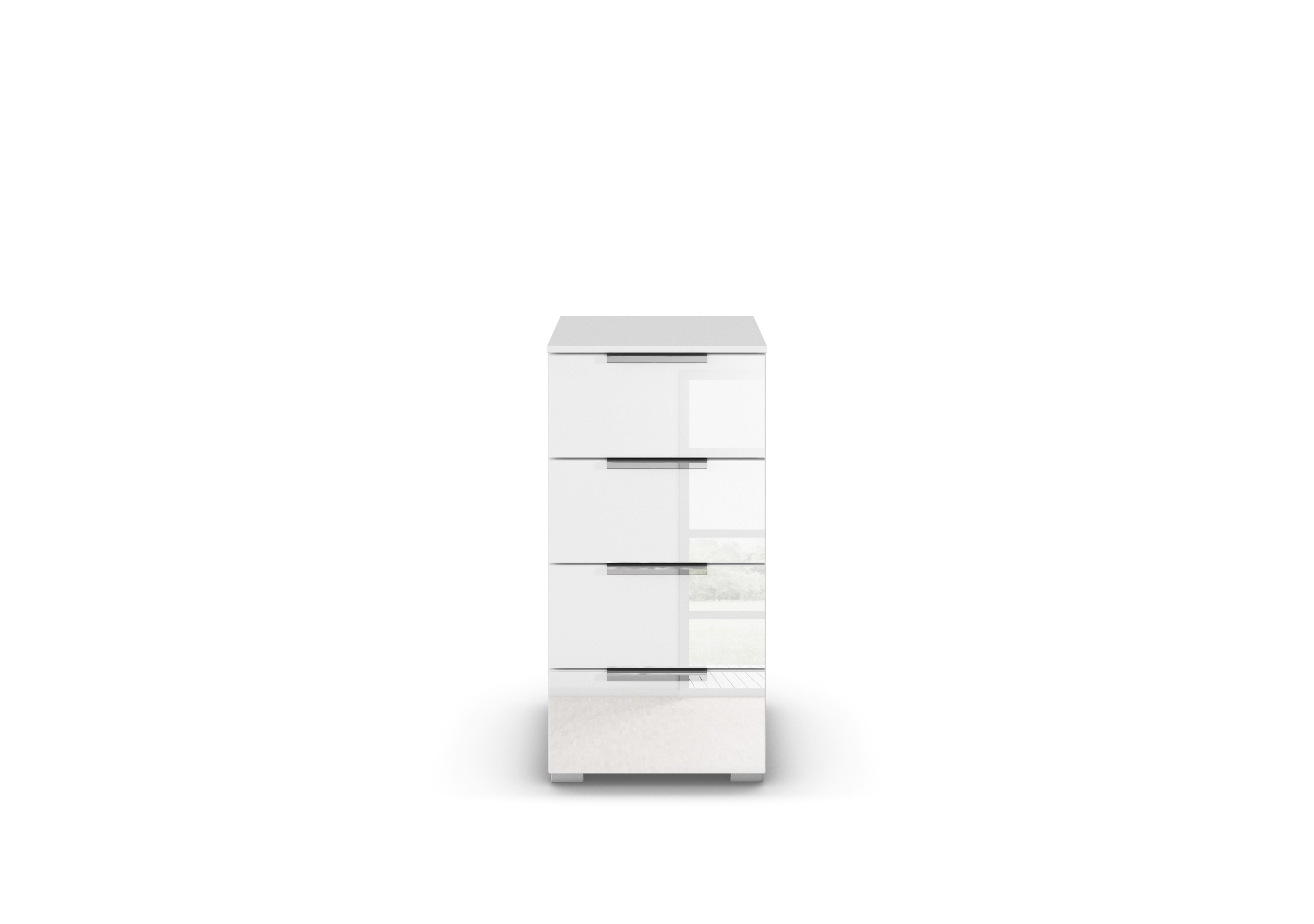 Cairns 4 Drawer Bedside Cabinet in White A131b White Glass on Furniture Village