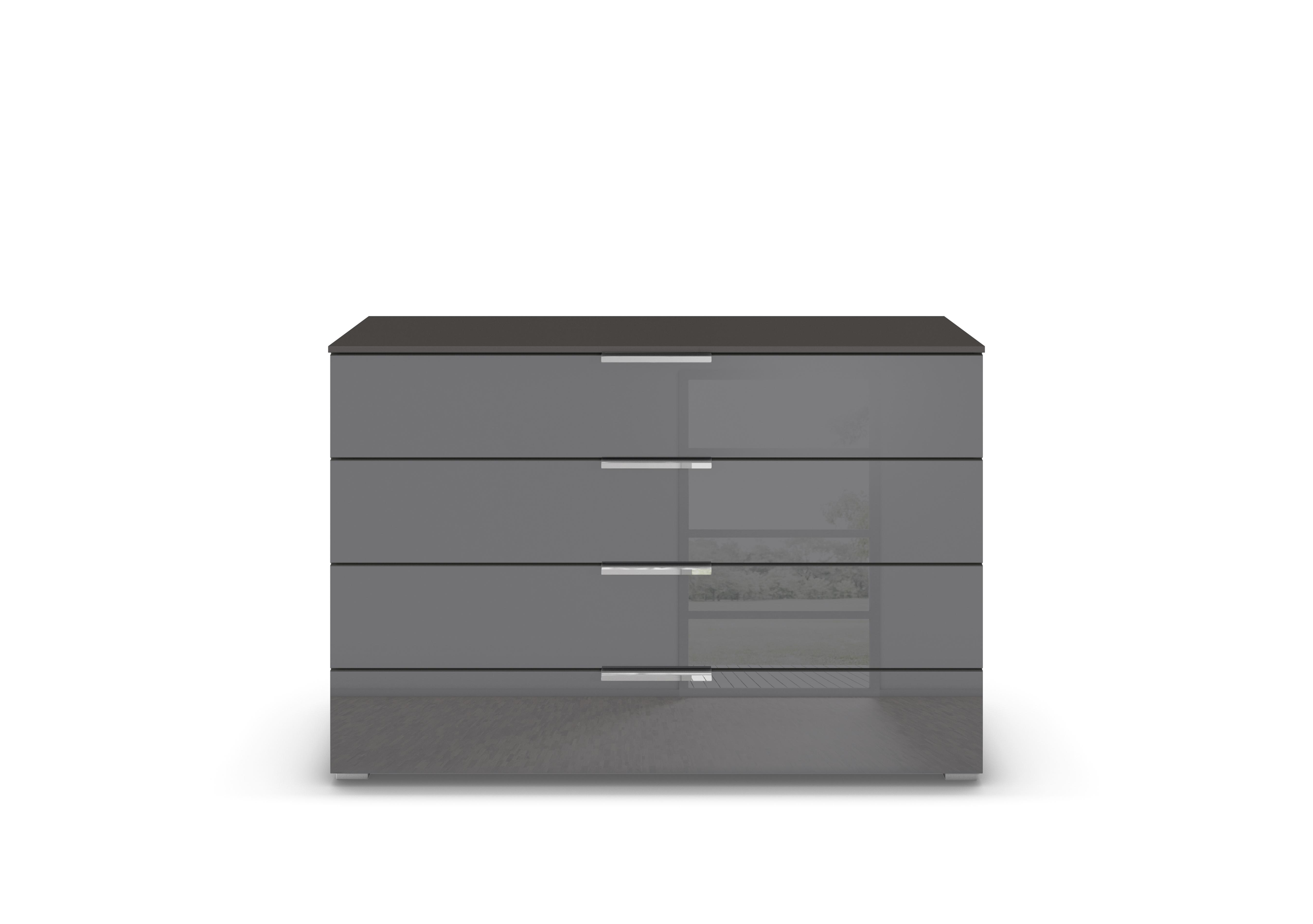 Cairns 4 Drawer Wide Chest in Graphite A140b Basalt Glass on Furniture Village