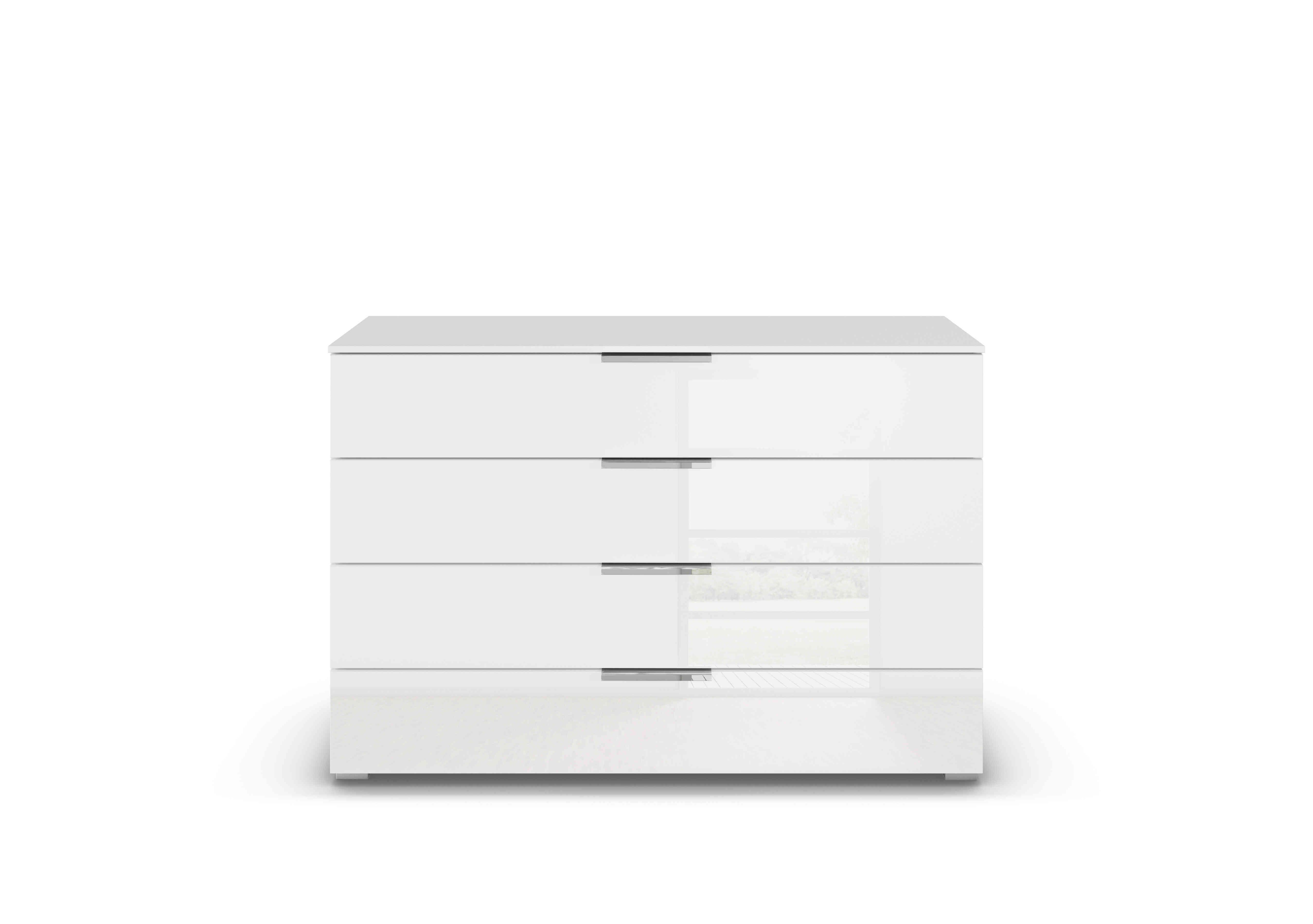 Cairns 4 Drawer Wide Chest in White A131b White Glass on Furniture Village