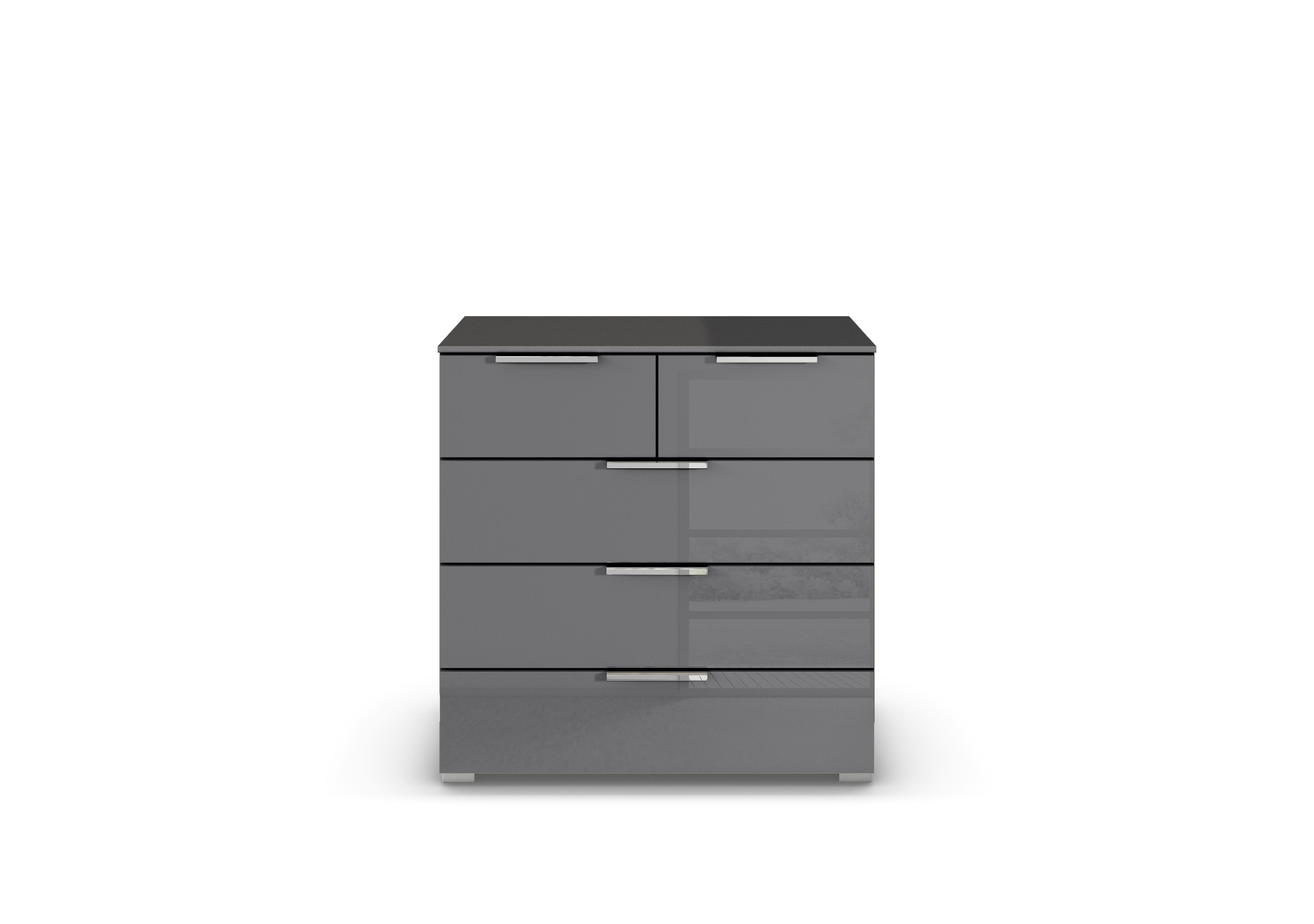 Cairns 3+2 Drawer Chest in Graphite A140b Basalt Glass on Furniture Village