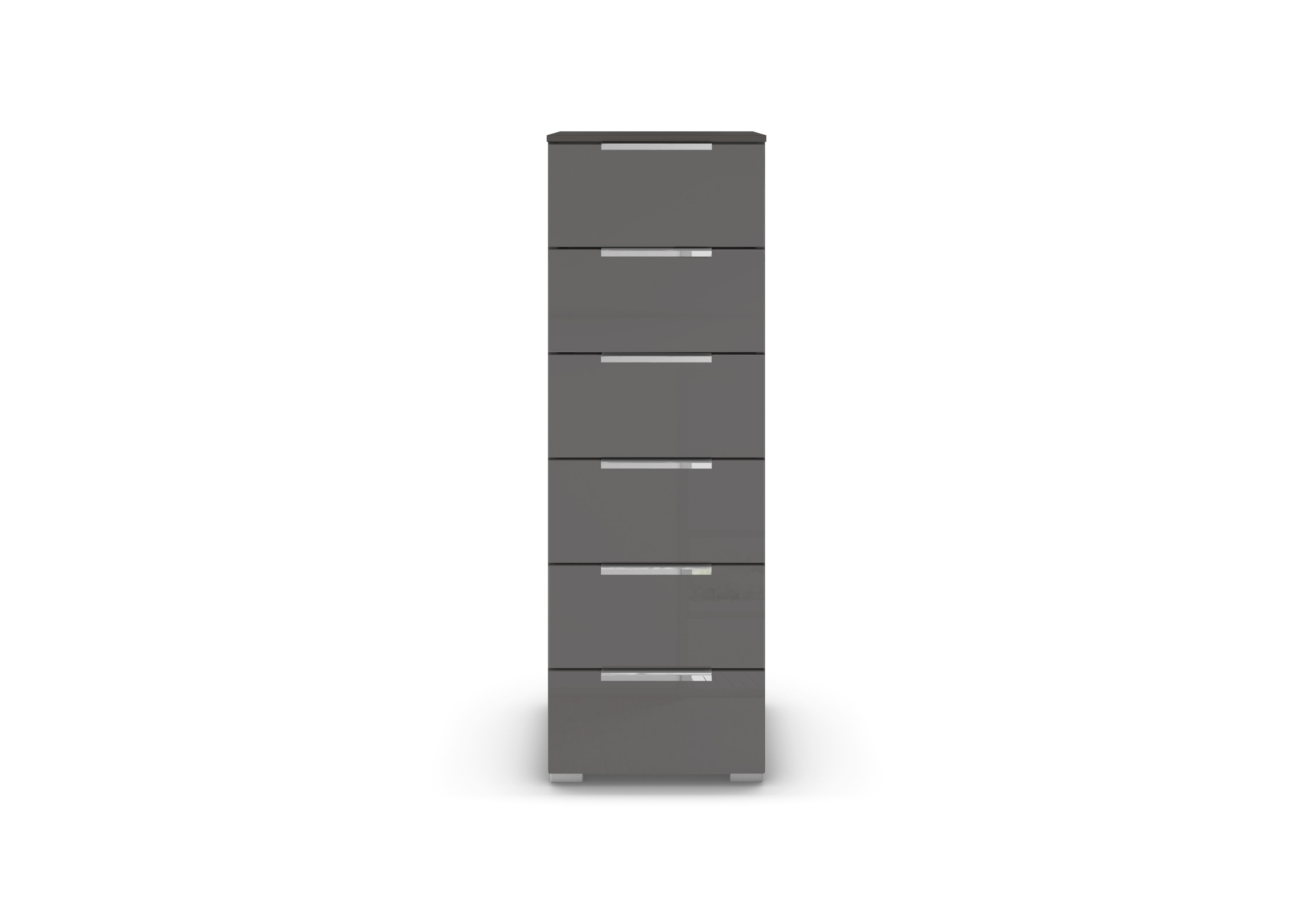 Cairns 6 Drawer Chest in Graphite A140b Basalt Glass on Furniture Village