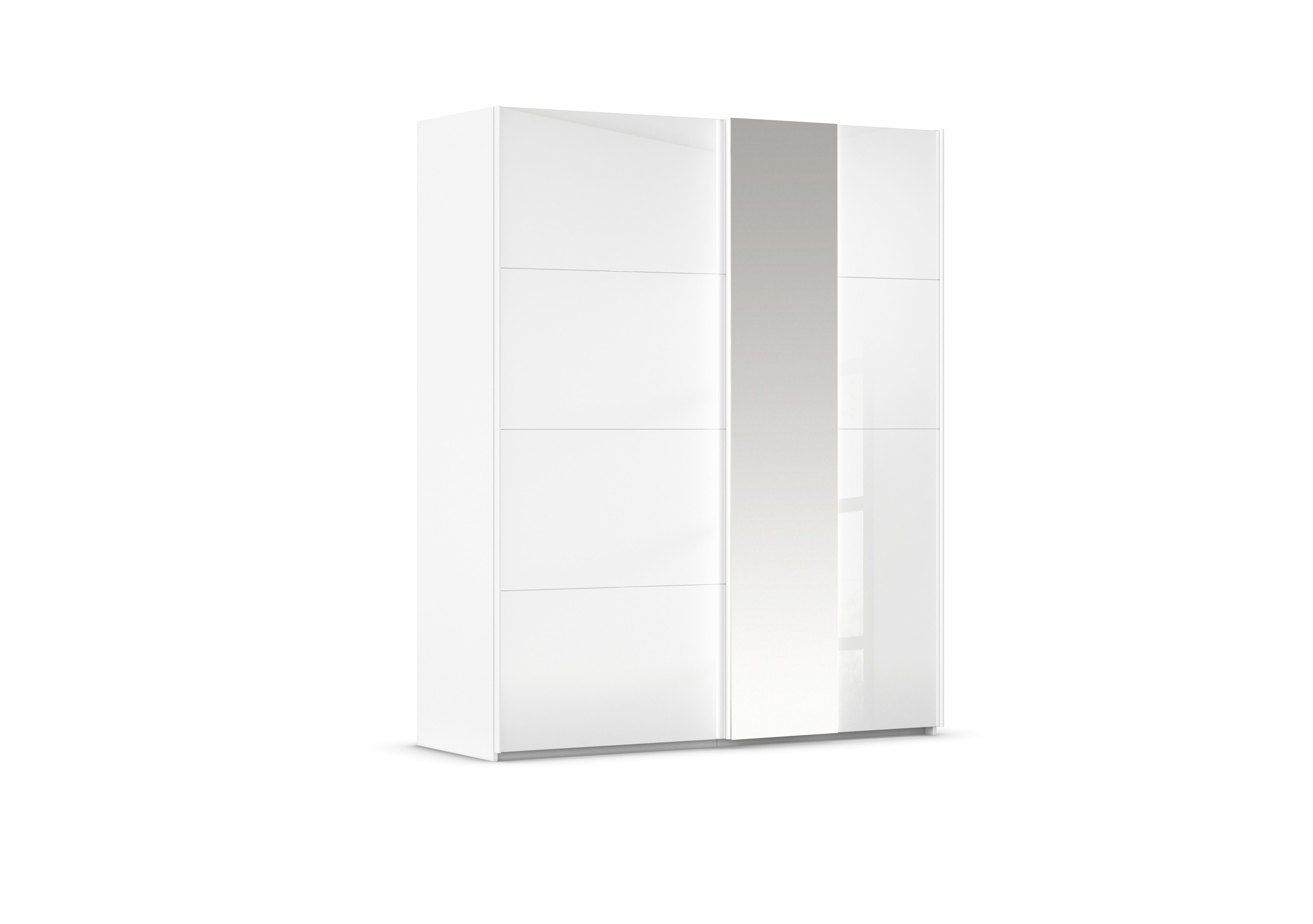 Cairns 181cm 2 Door Sliding Wardrobe with External Lights in White A131b White Glass on Furniture Village