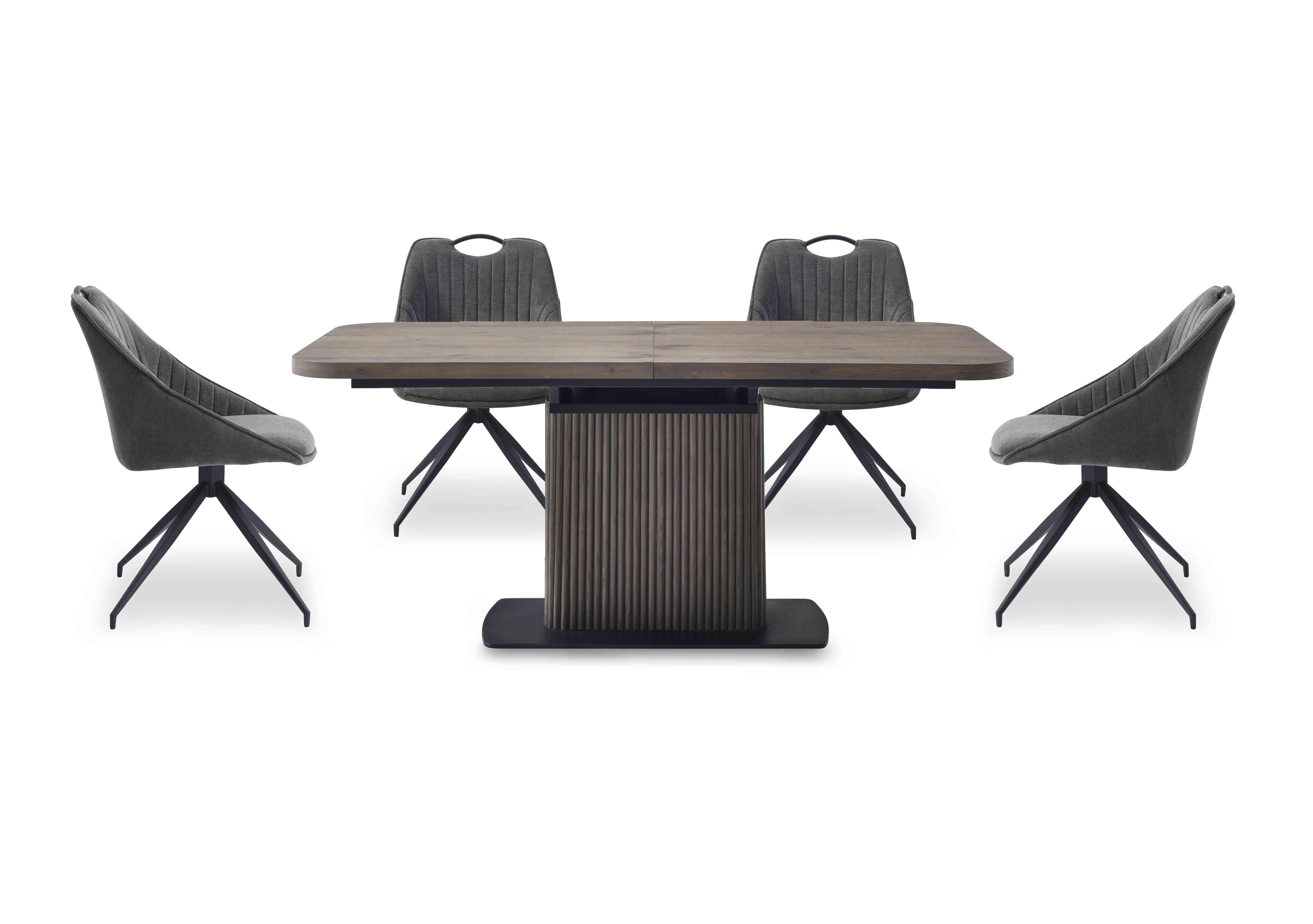 Jai Large Extending Dining Table with 4 Swivel Dining Chairs in Dark Grey on Furniture Village