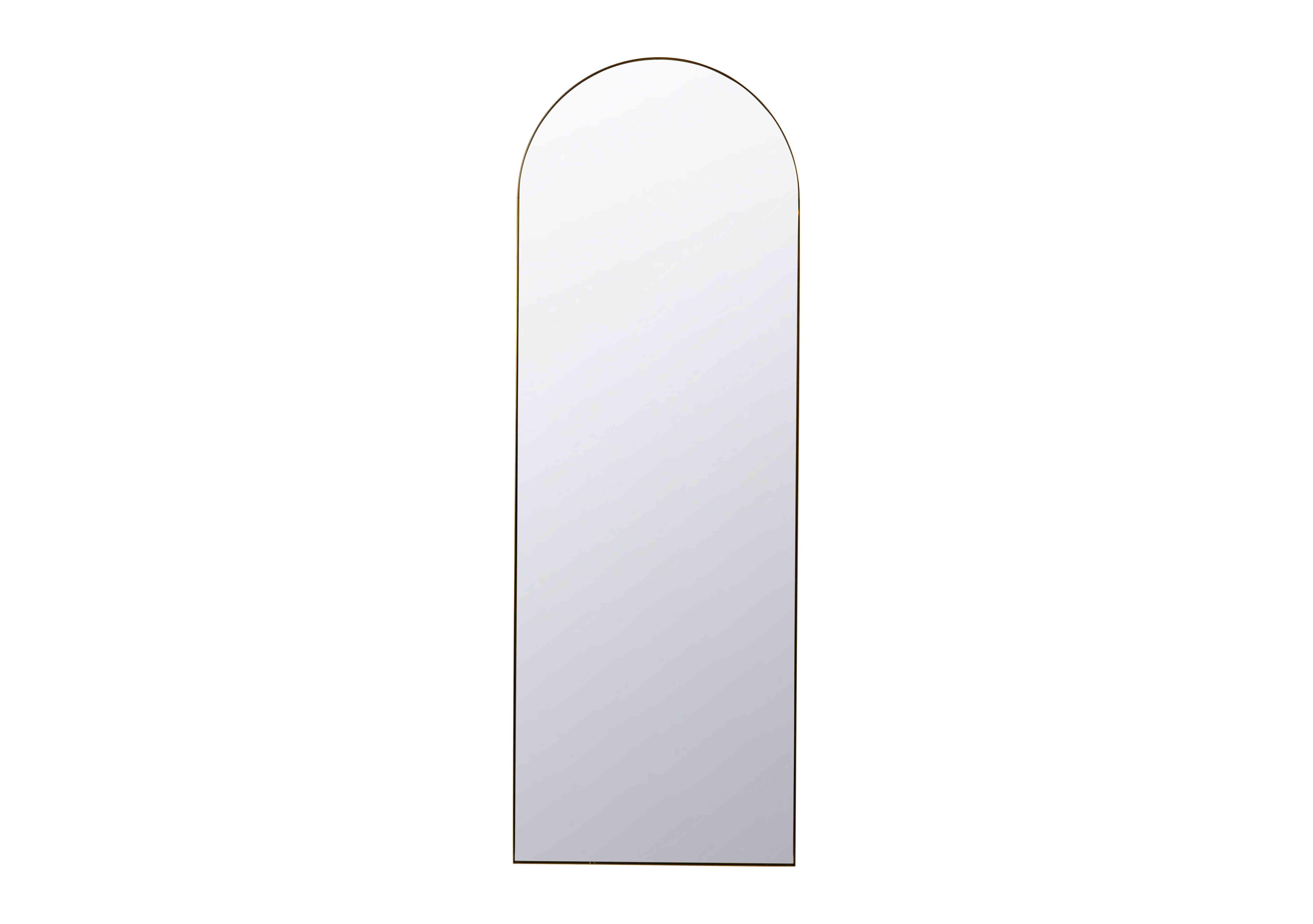 Heaton Arch Floor Mirror in Brushed Brass on Furniture Village