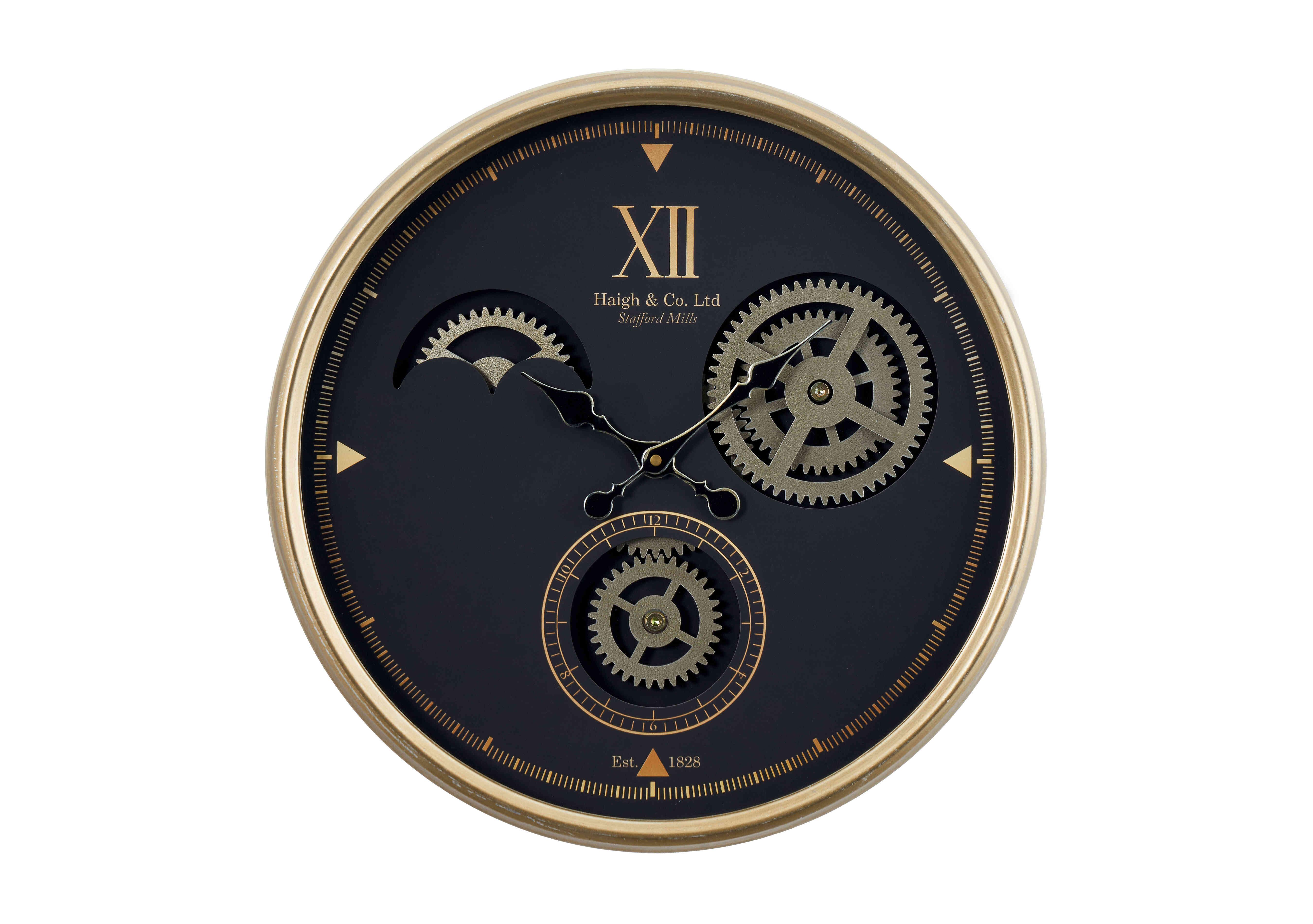 Lindley Cog Wall Clock in Black on Furniture Village