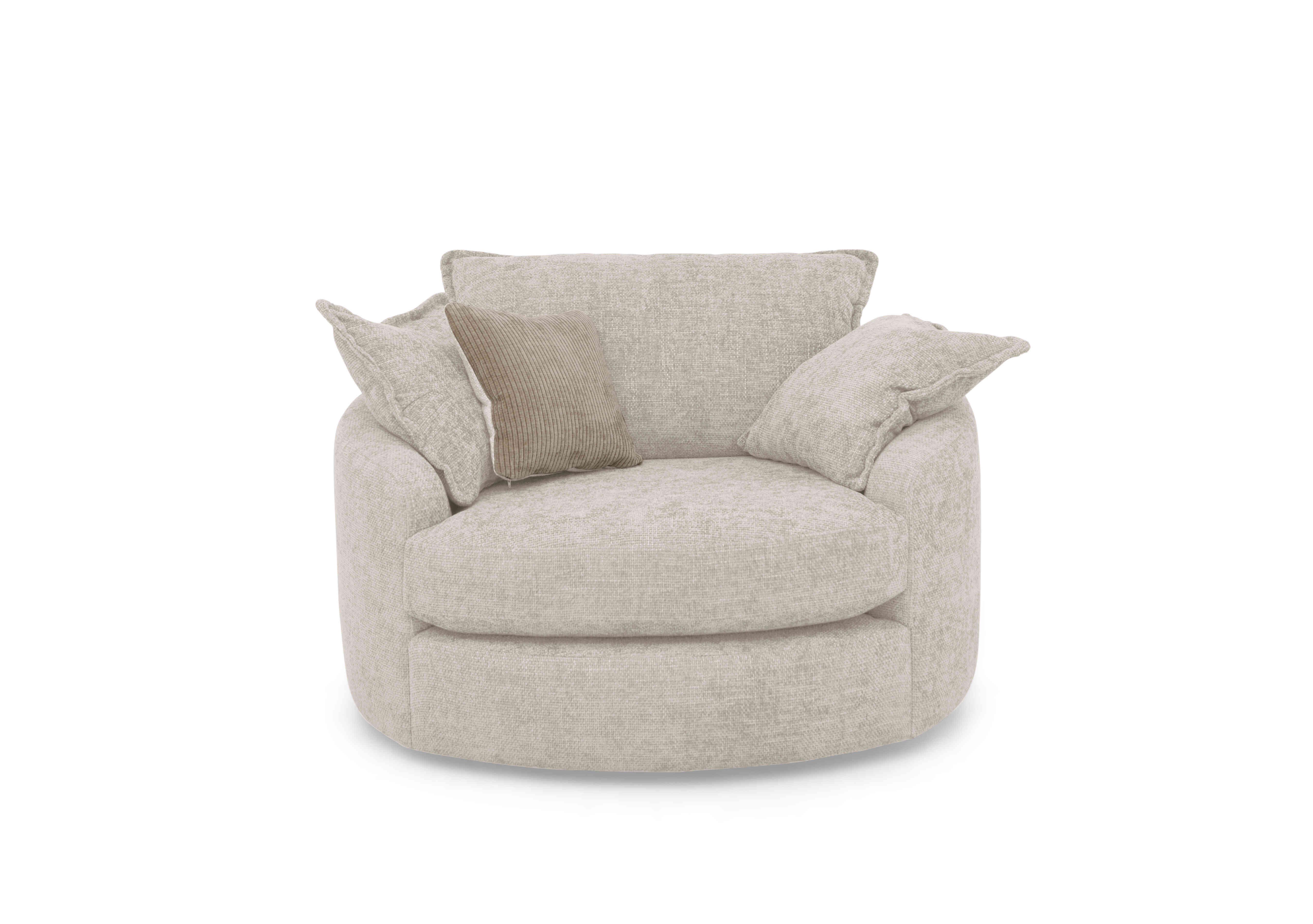 Boutique Darling Swivel Cuddler Chair in Milo Cream on Furniture Village