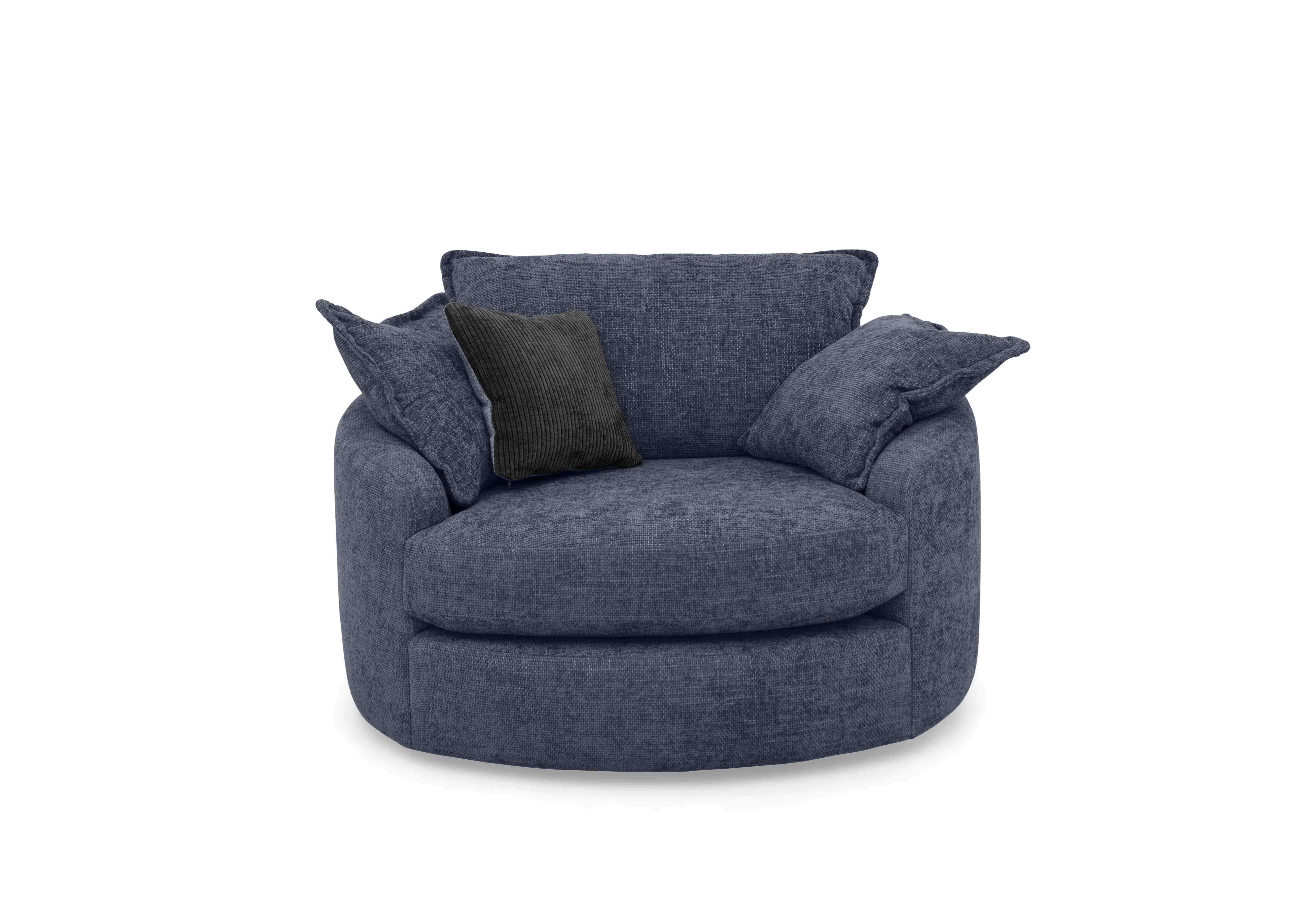 Boutique Darling Swivel Cuddler Chair in Milo Navy on Furniture Village