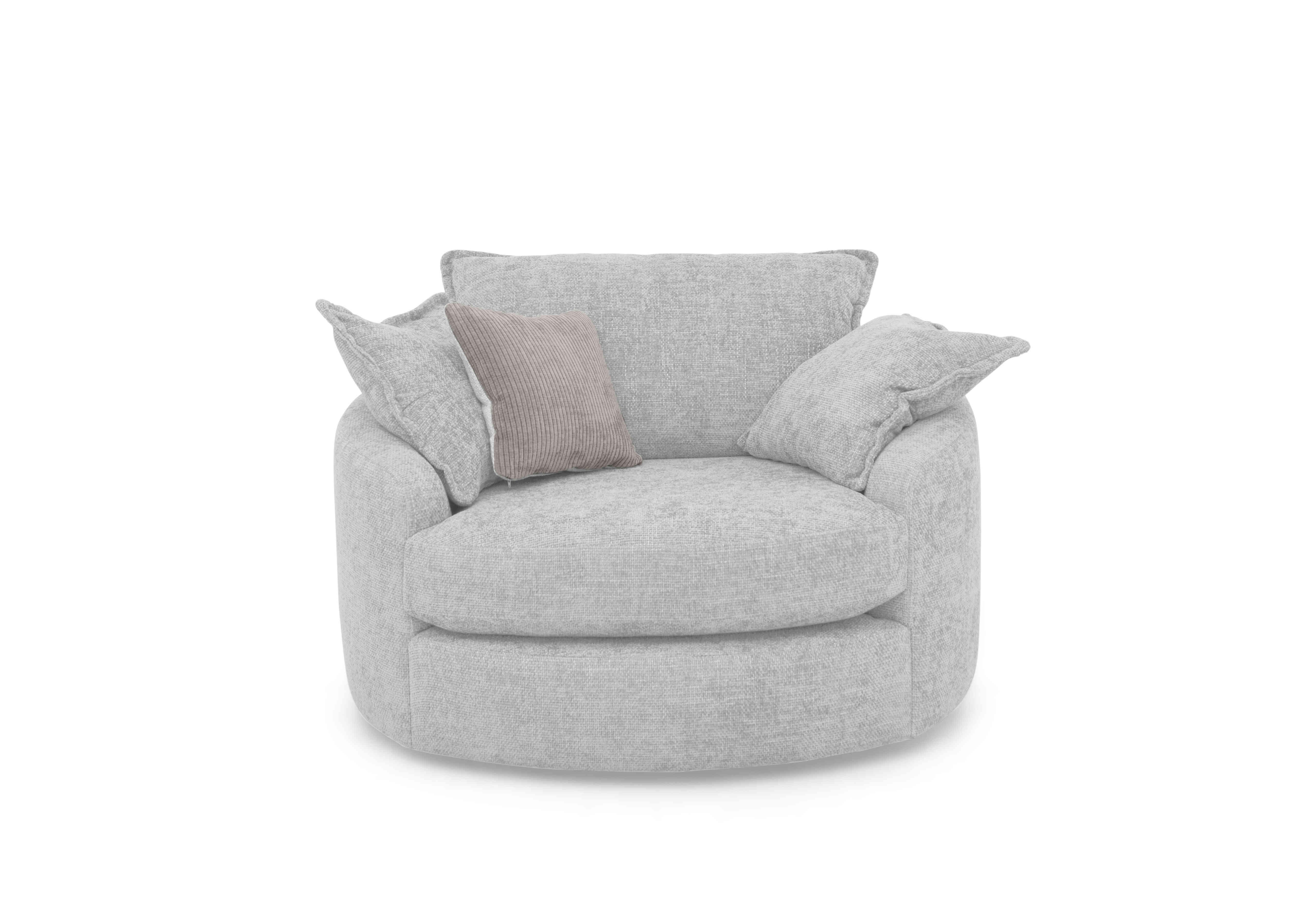 Boutique Darling Swivel Cuddler Chair in Milo Silver on Furniture Village