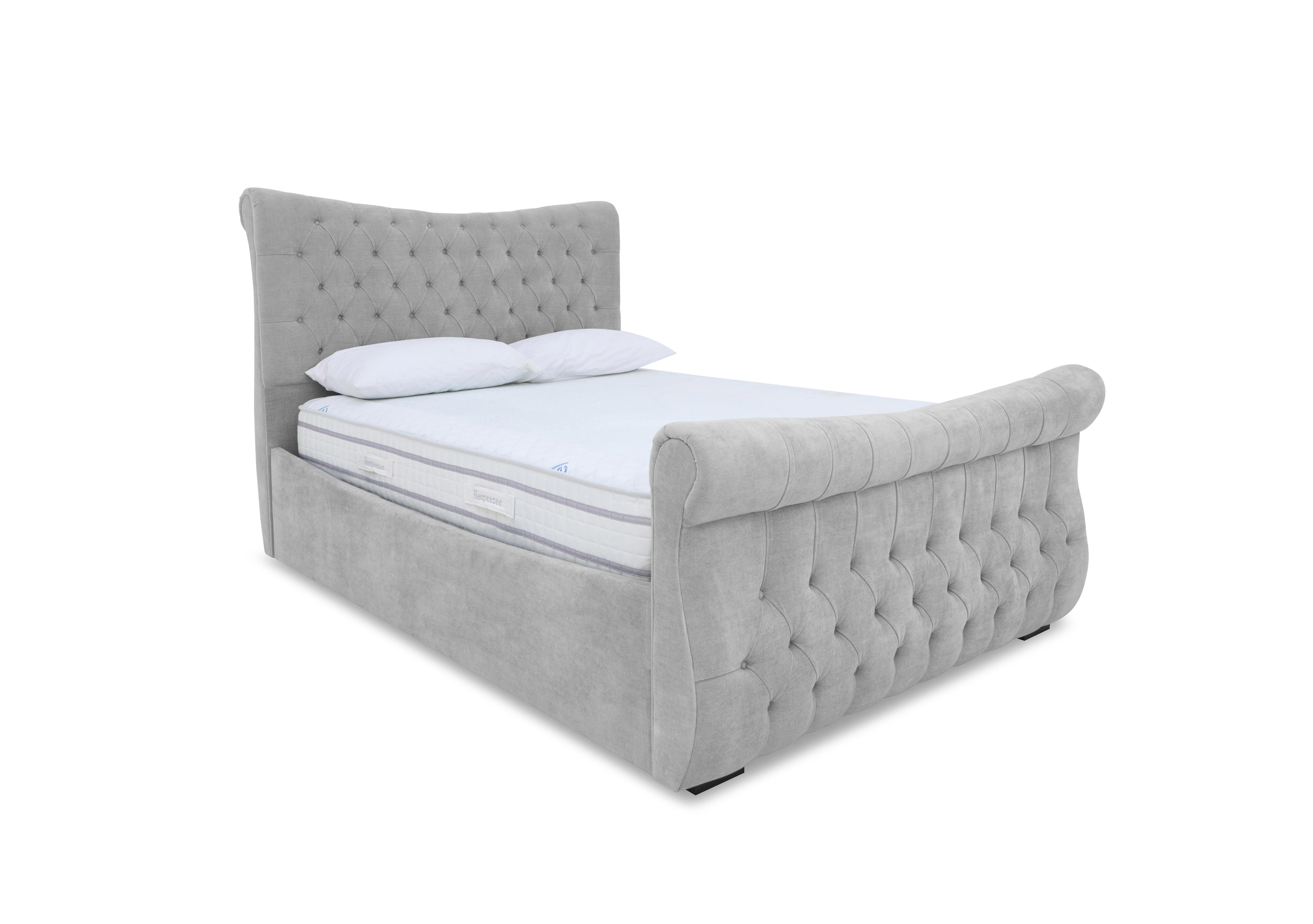 Lance Right Hand Side Opening Ottoman Bed Frame in Aston Silver on Furniture Village