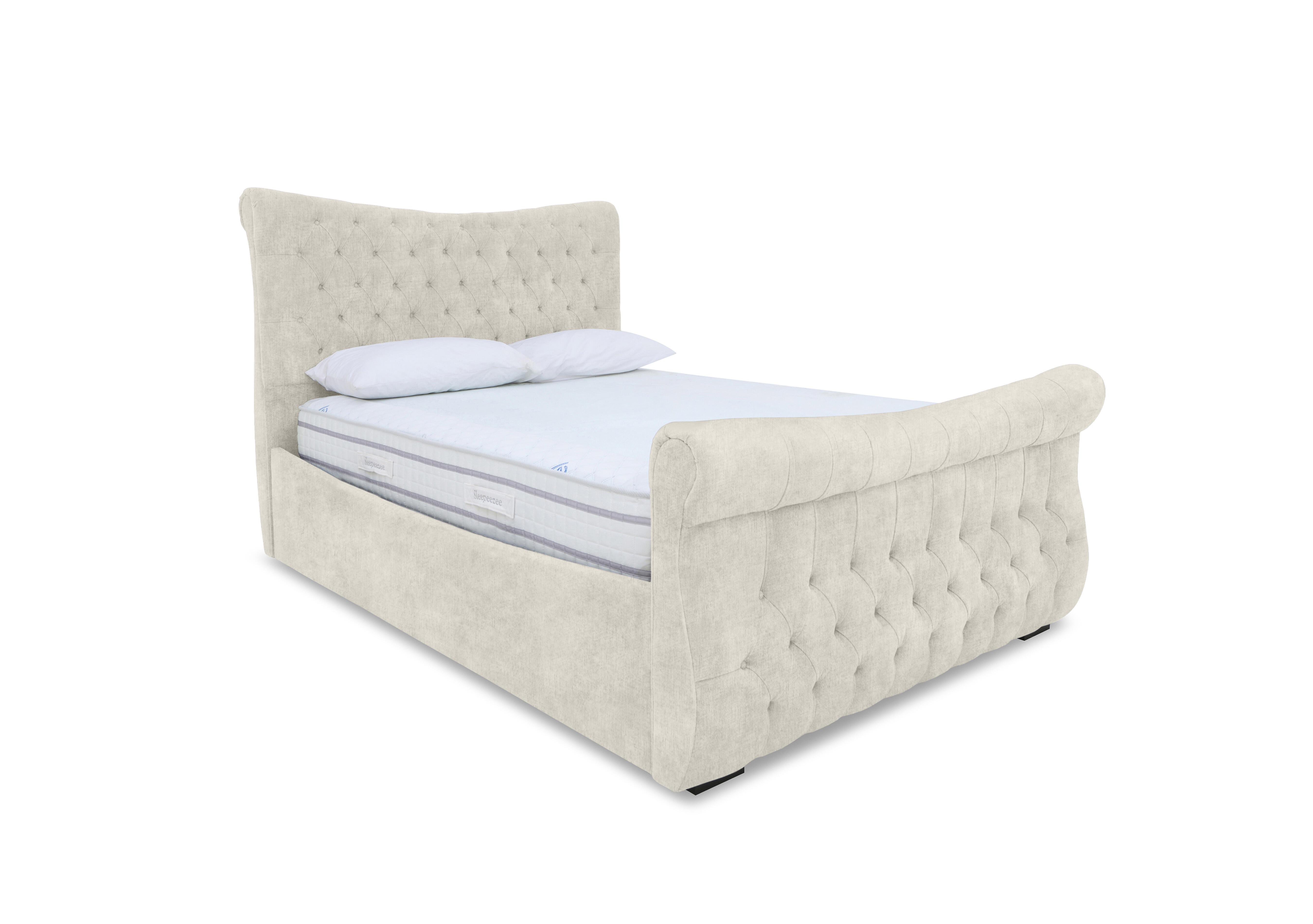 Lance Right Hand Side Opening Ottoman Bed Frame in Lace Ivory on Furniture Village