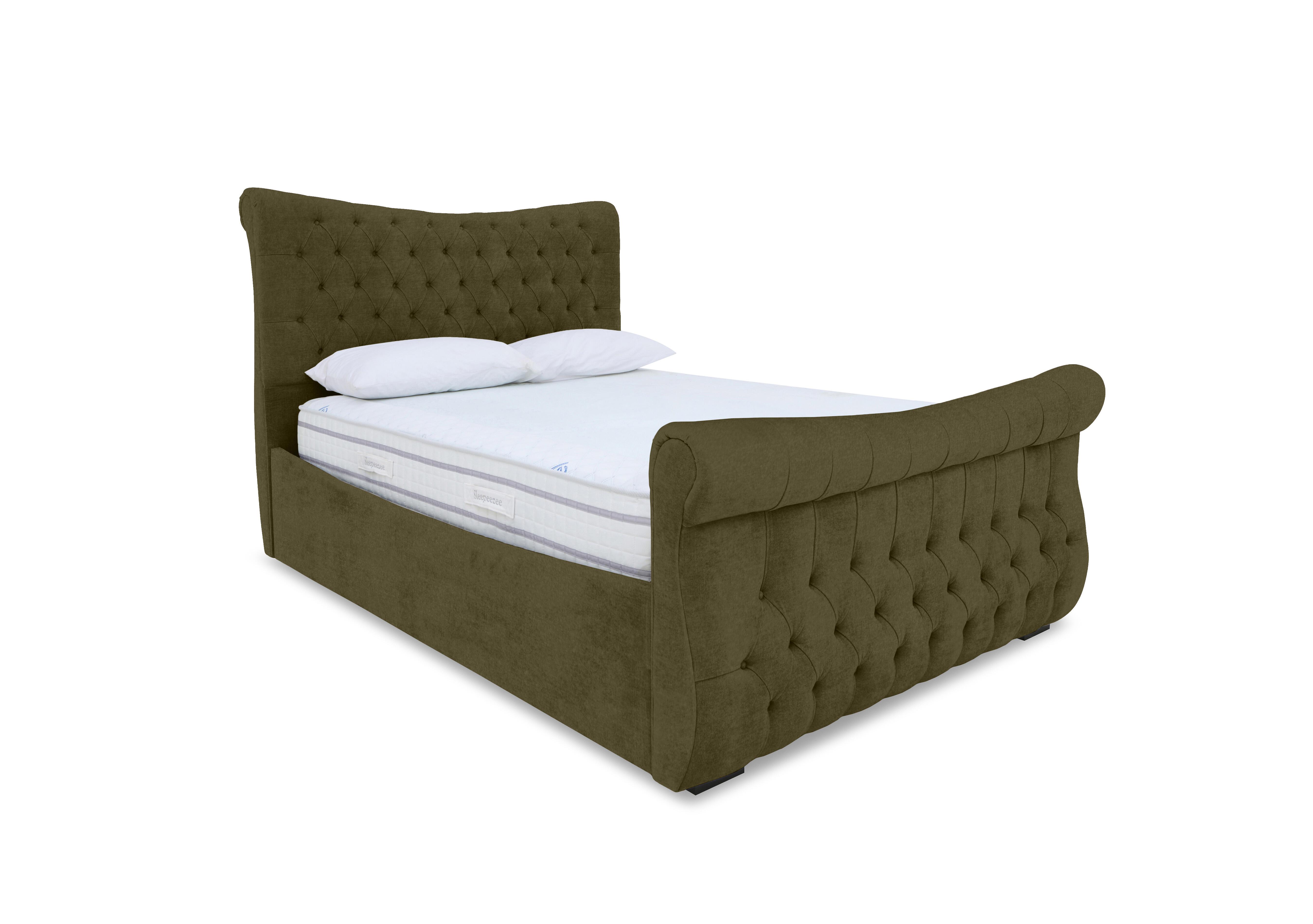 Lance Right Hand Side Opening Ottoman Bed Frame in Milan Khaki on Furniture Village