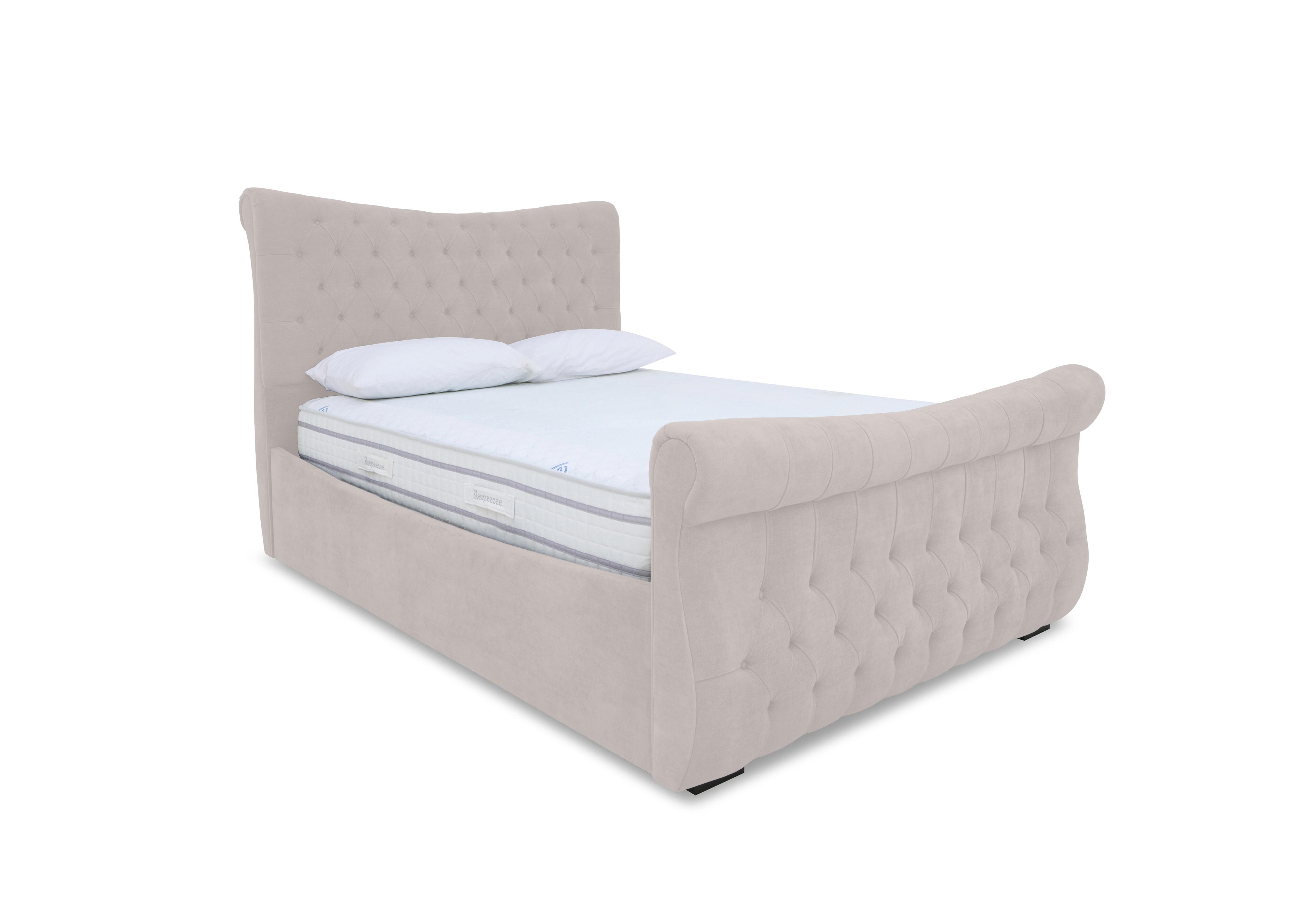 Lance Right Hand Side Opening Ottoman Bed Frame in Plush Argent on Furniture Village