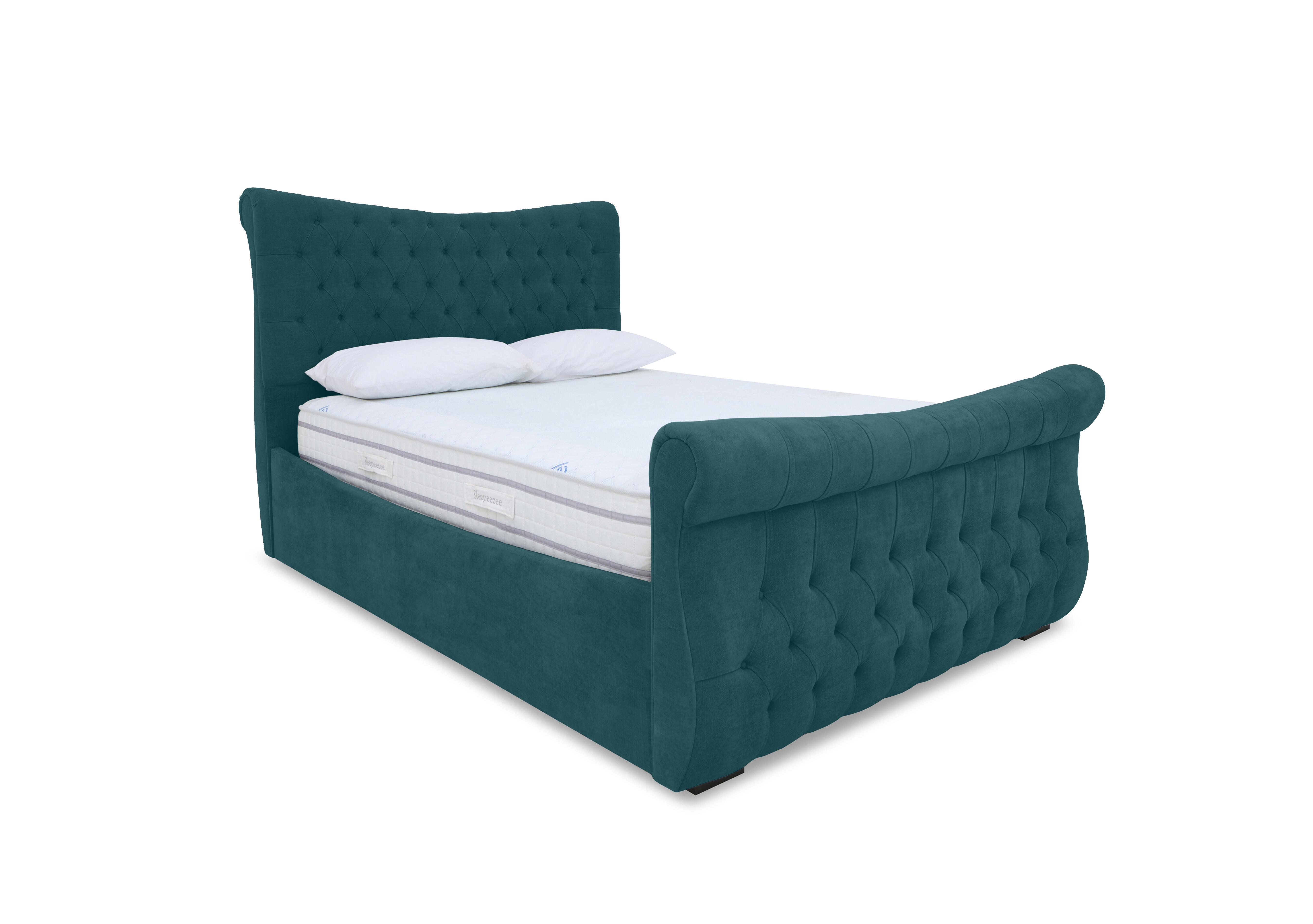 Lance Right Hand Side Opening Ottoman Bed Frame in Plush Atlantic on Furniture Village