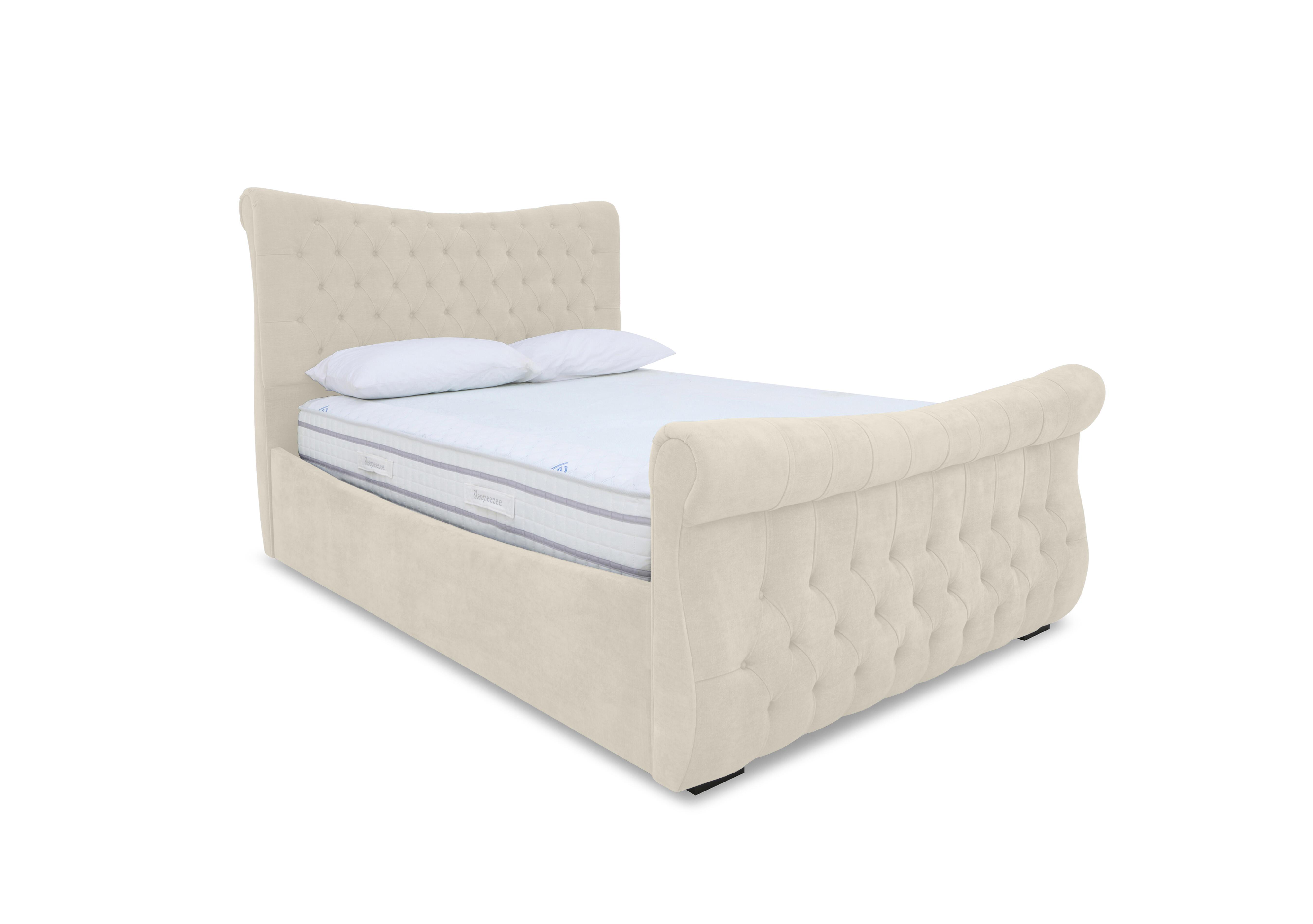 Lance Right Hand Side Opening Ottoman Bed Frame in Plush Ecru on Furniture Village