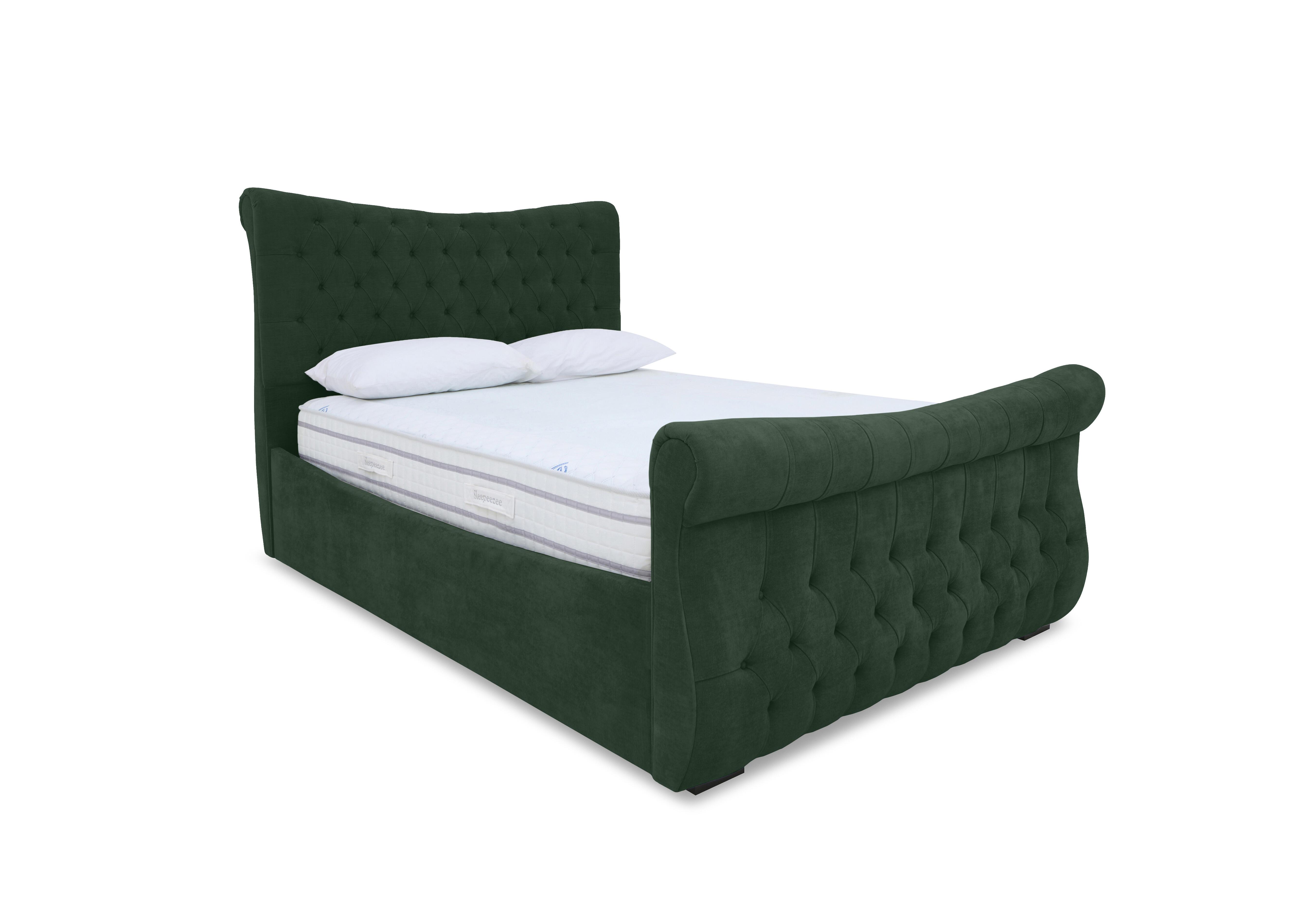 Lance Right Hand Side Opening Ottoman Bed Frame in Plush Emerald on Furniture Village