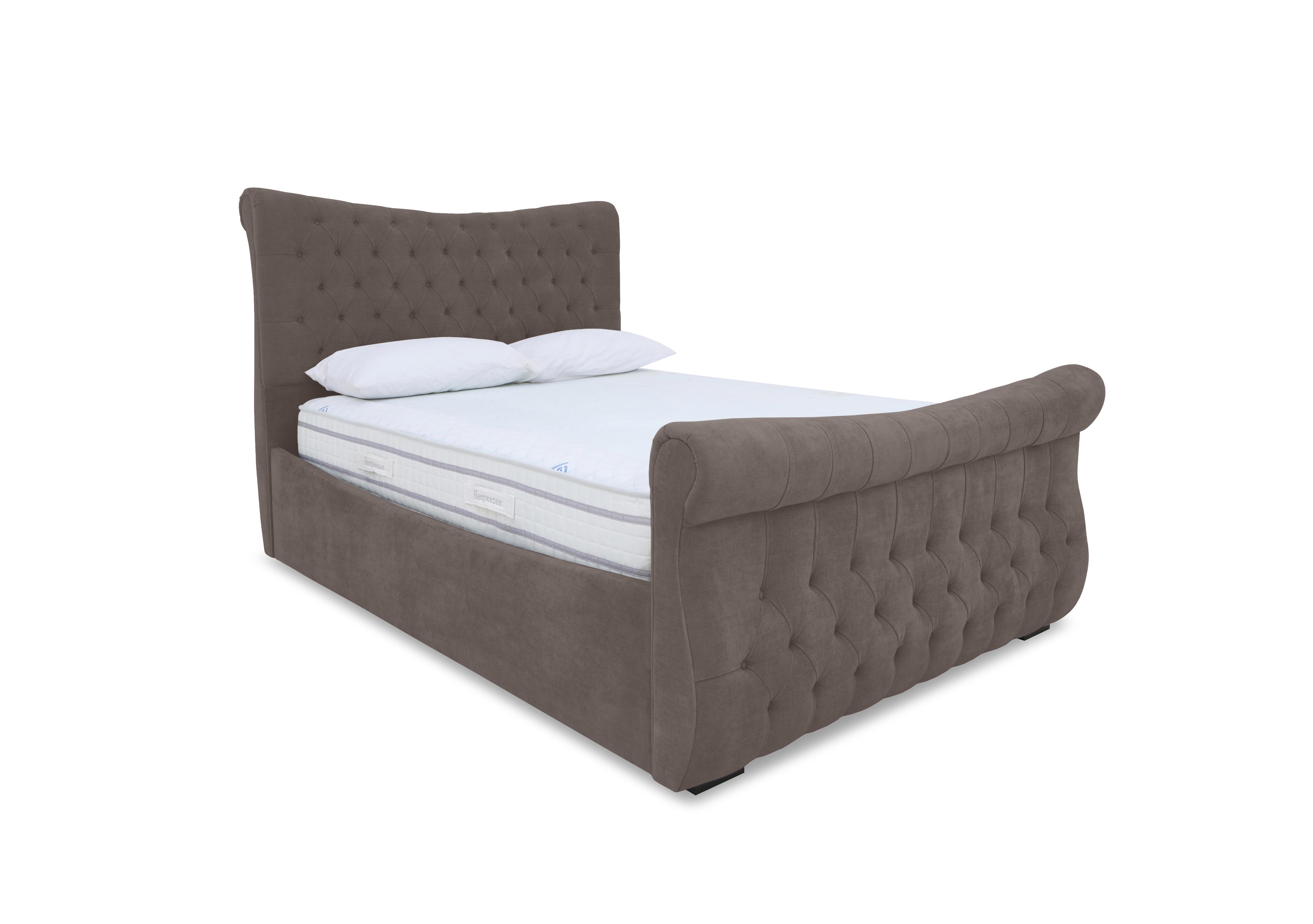 Lance Right Hand Side Opening Ottoman Bed Frame in Plush Mole on Furniture Village