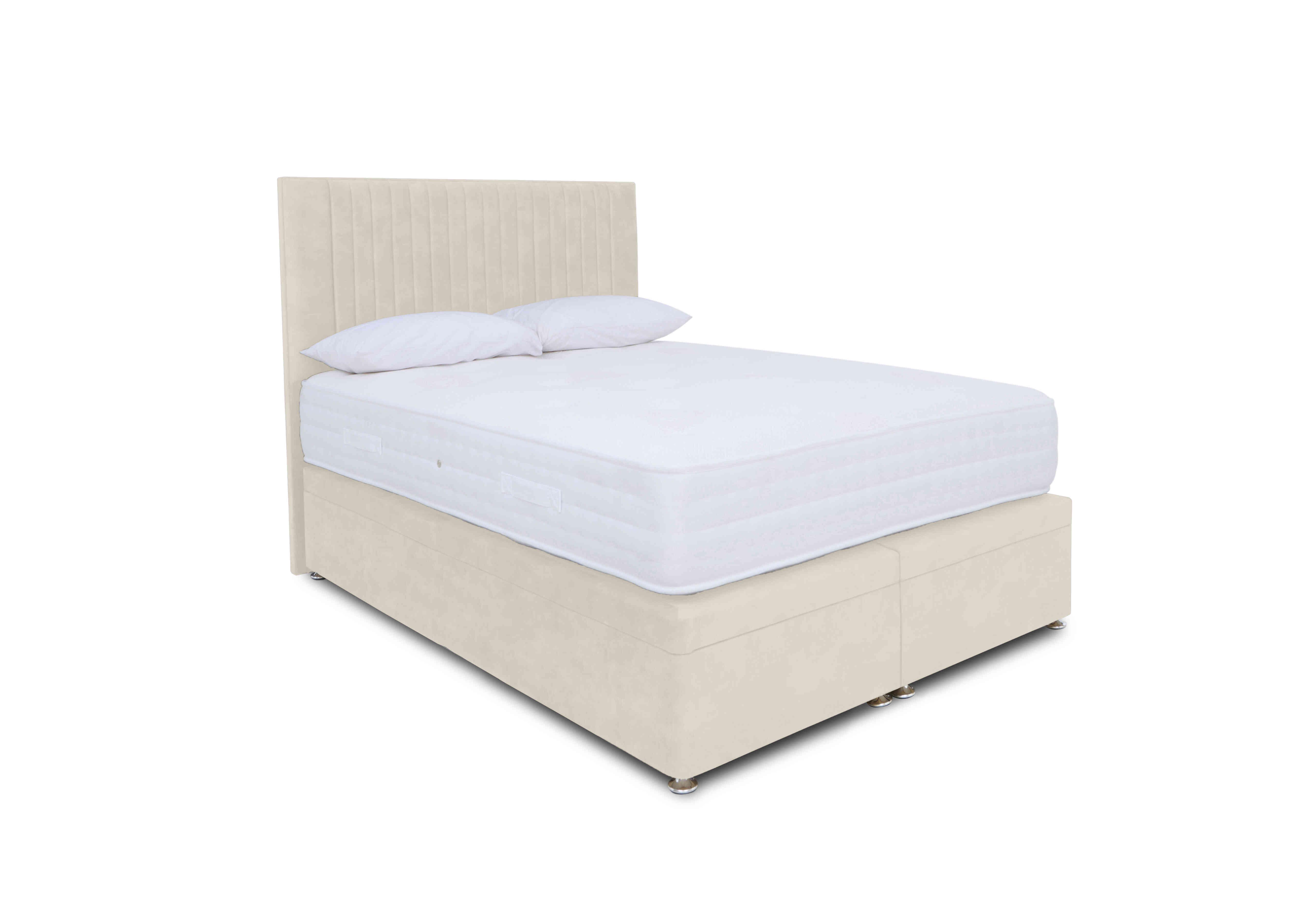 Pocket Luxury Electric End Ottoman Divan Set in Plush Ecru on Furniture Village