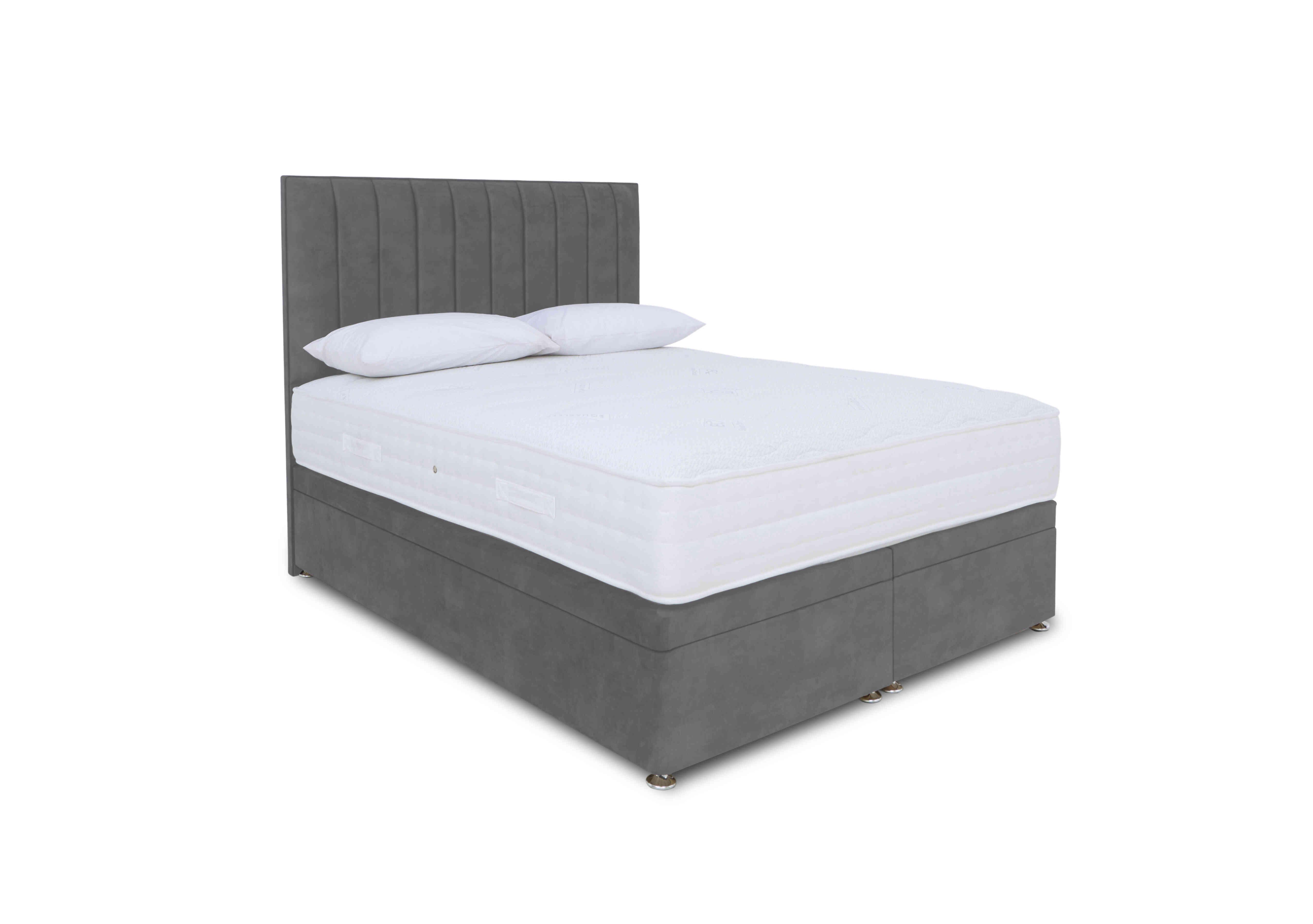 Memory Pocket Electric End Ottoman Divan Set in Plush Arctic Grey on Furniture Village