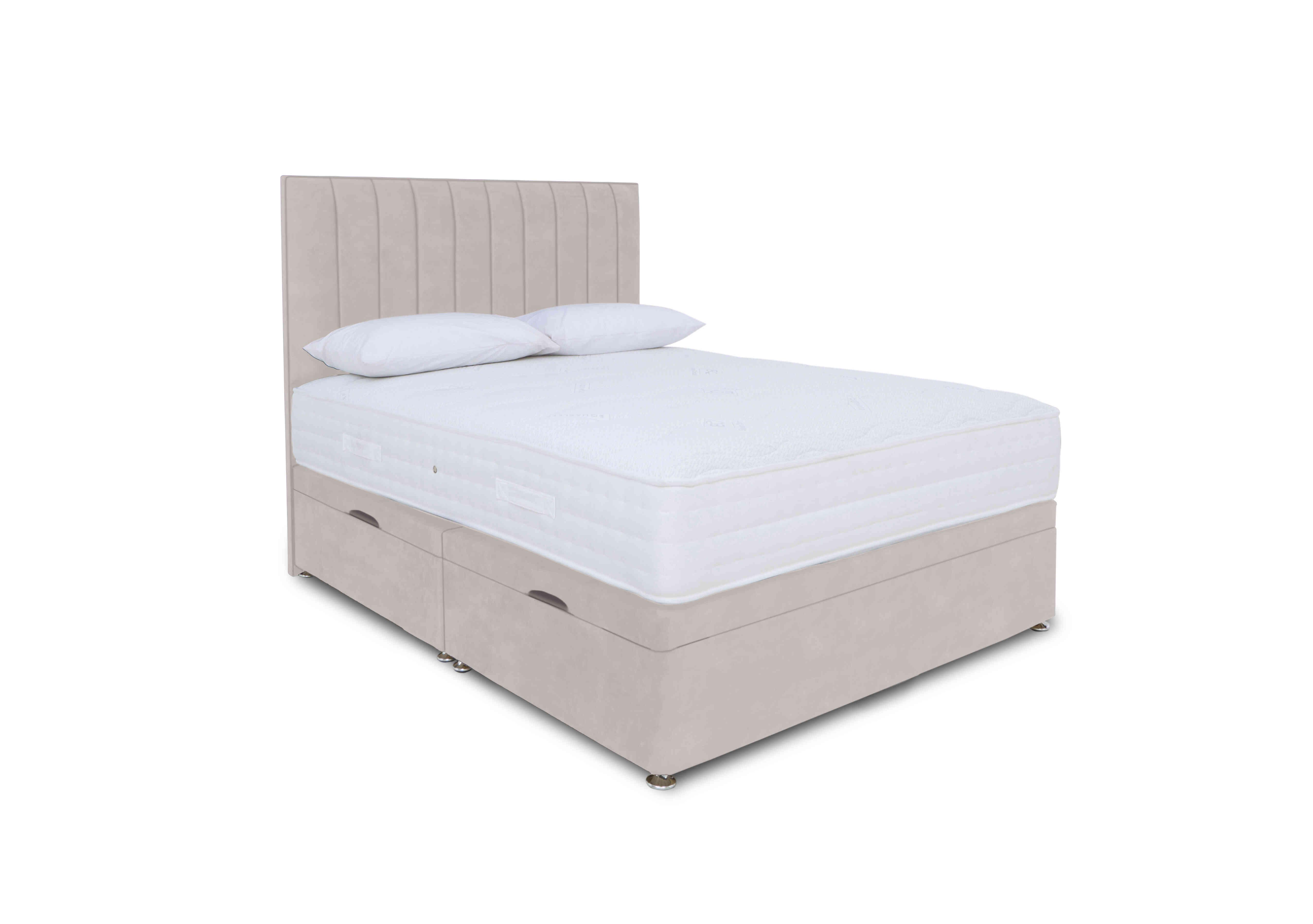 Memory Pocket Manual Side Ottoman Divan Set in Plush Argent on Furniture Village
