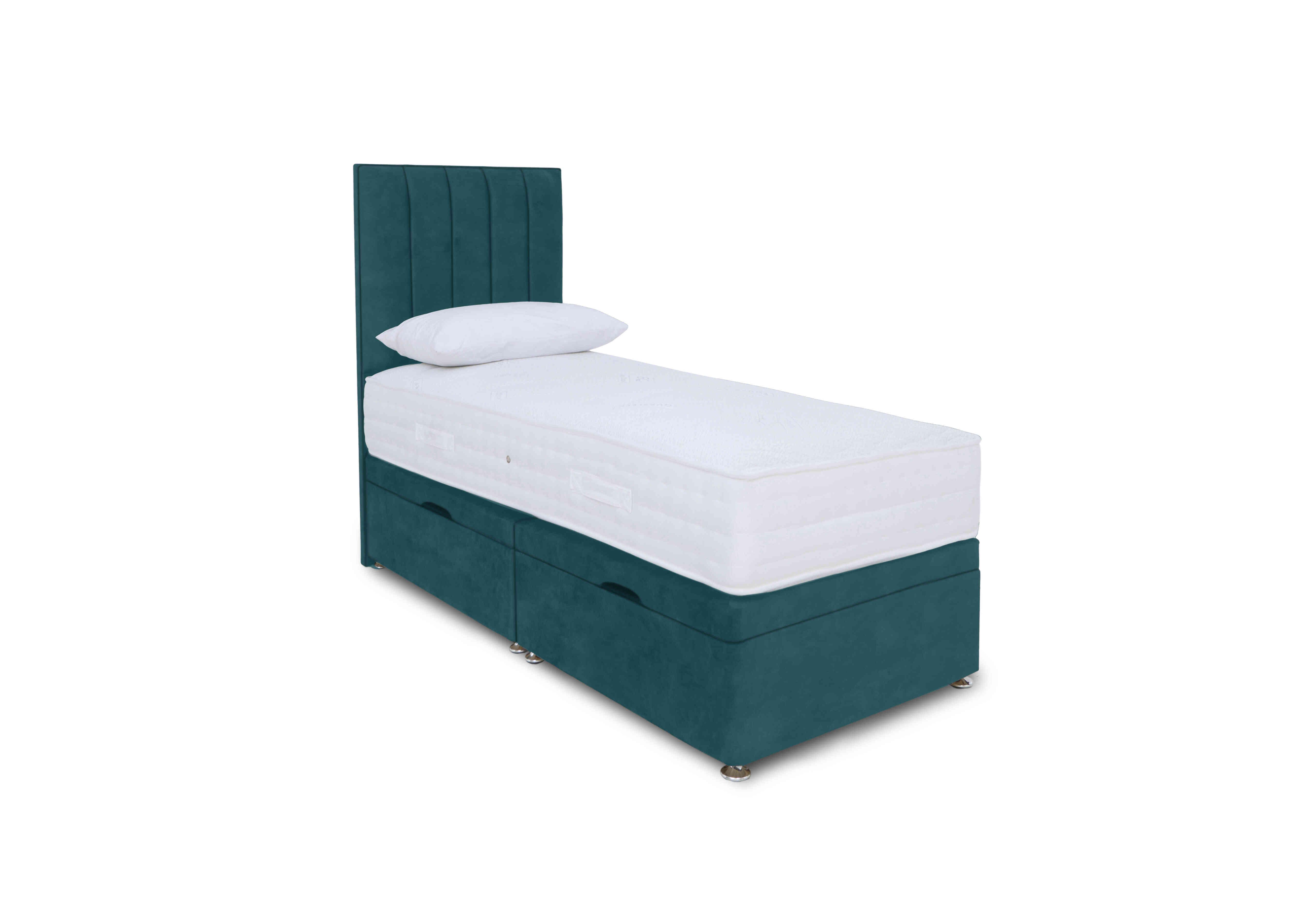 Memory Pocket Manual Side Ottoman Divan Set in Plush Atlantic on Furniture Village