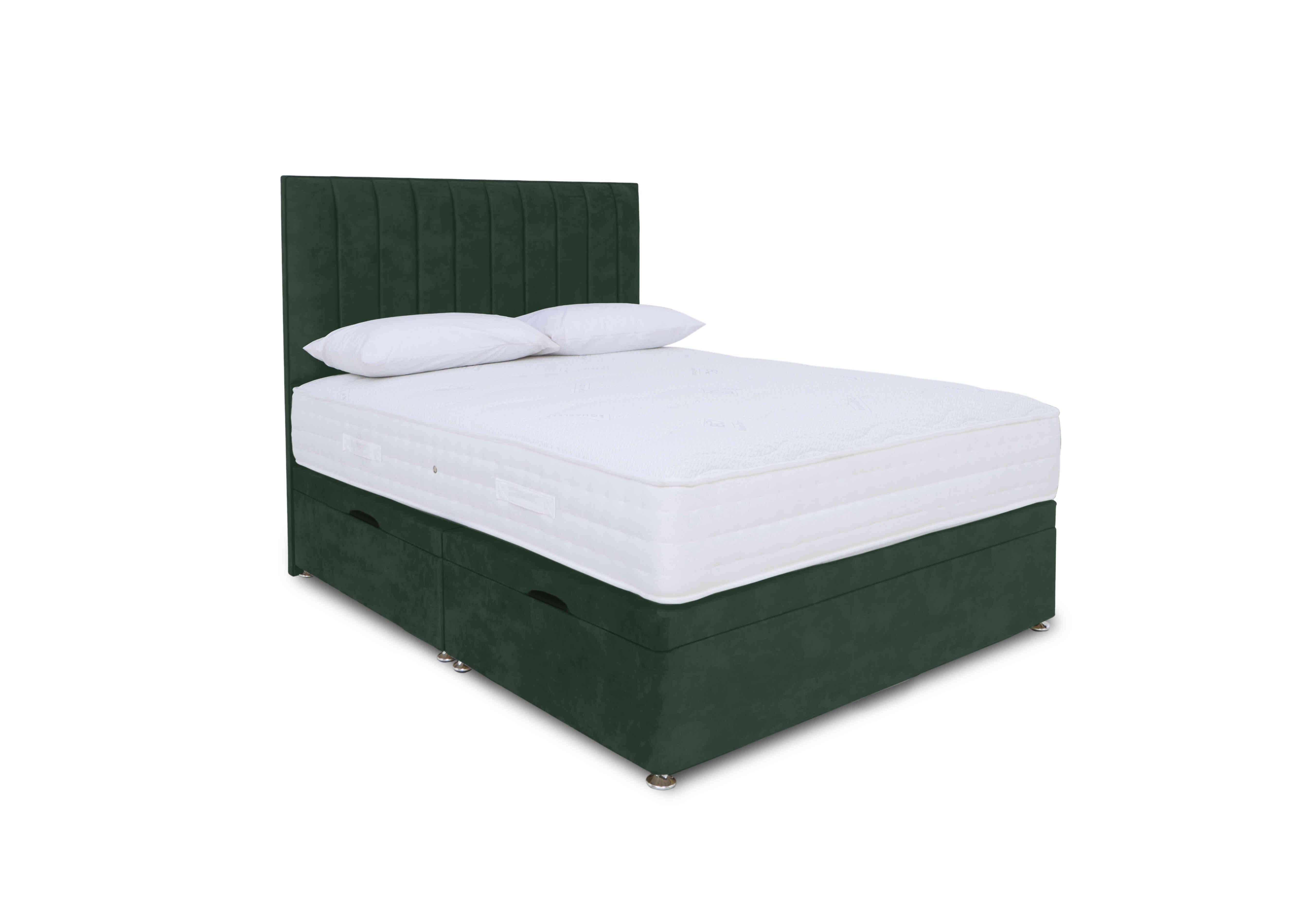 Memory Pocket Manual Side Ottoman Divan Set in Plush Emerald on Furniture Village