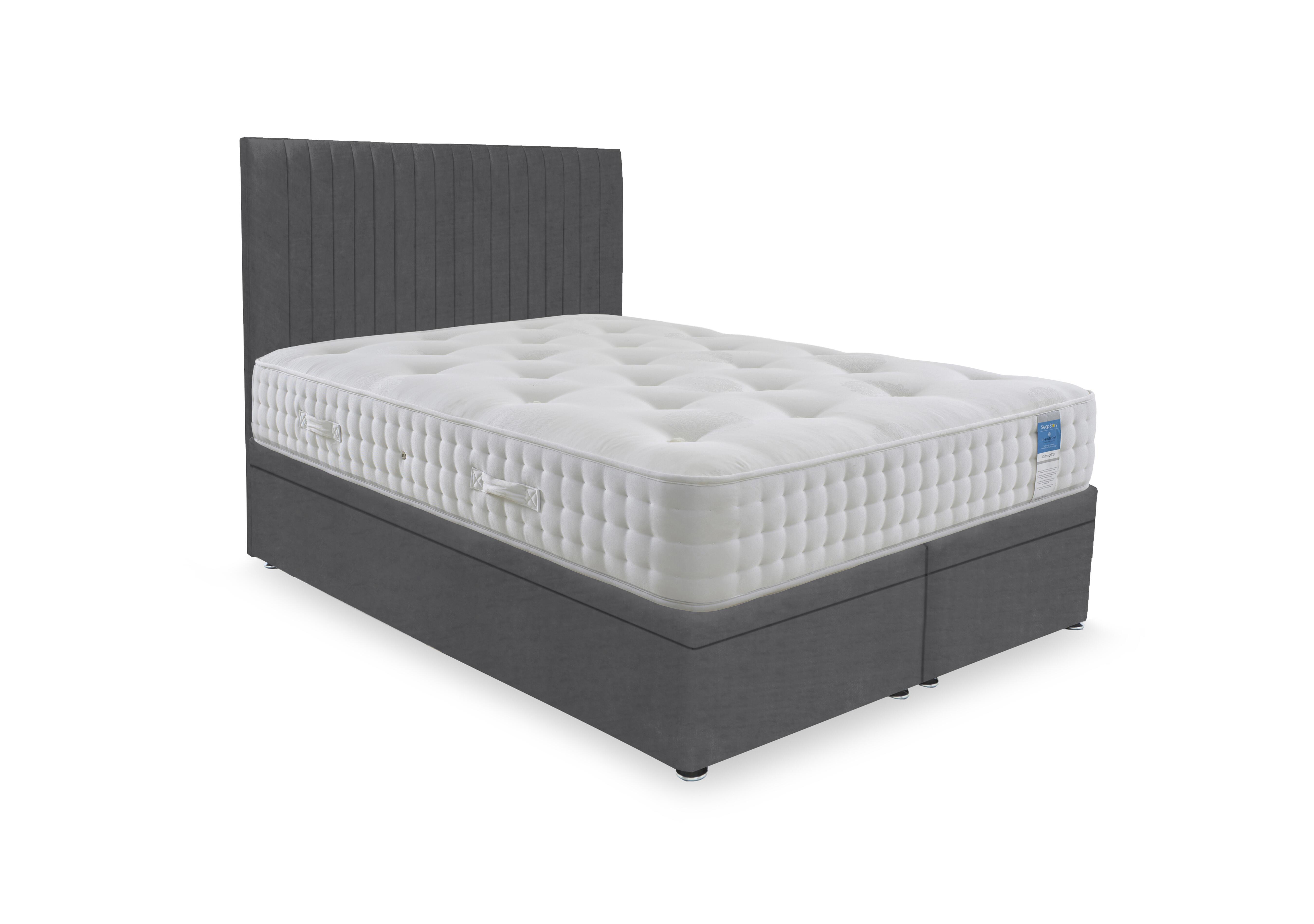 Ortho 2000 Electric End Ottoman Divan Set in Plush Dark Grey on Furniture Village