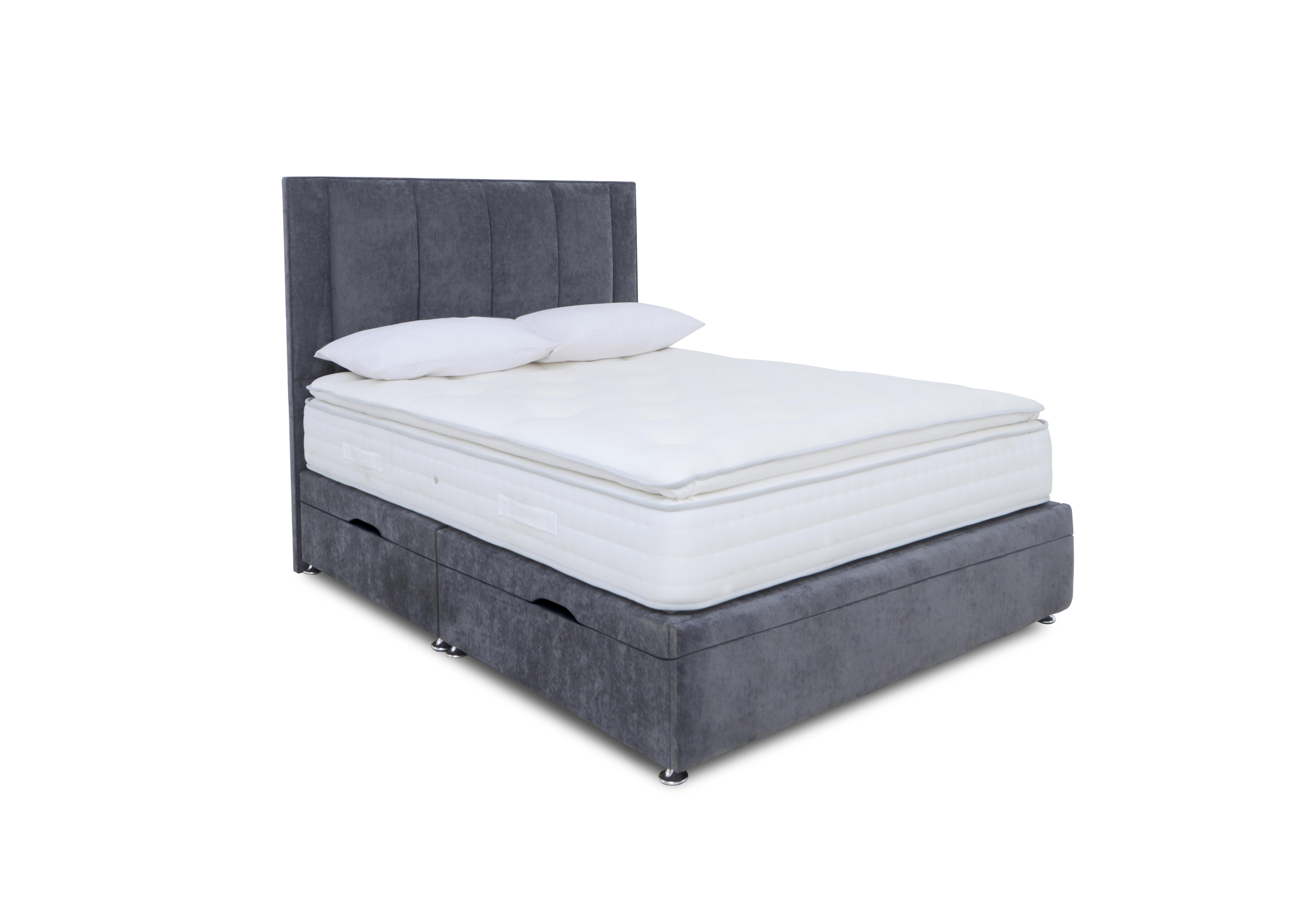 Pocket Pillowtop Manual Side Ottoman Divan Set in Plain Onyx on Furniture Village
