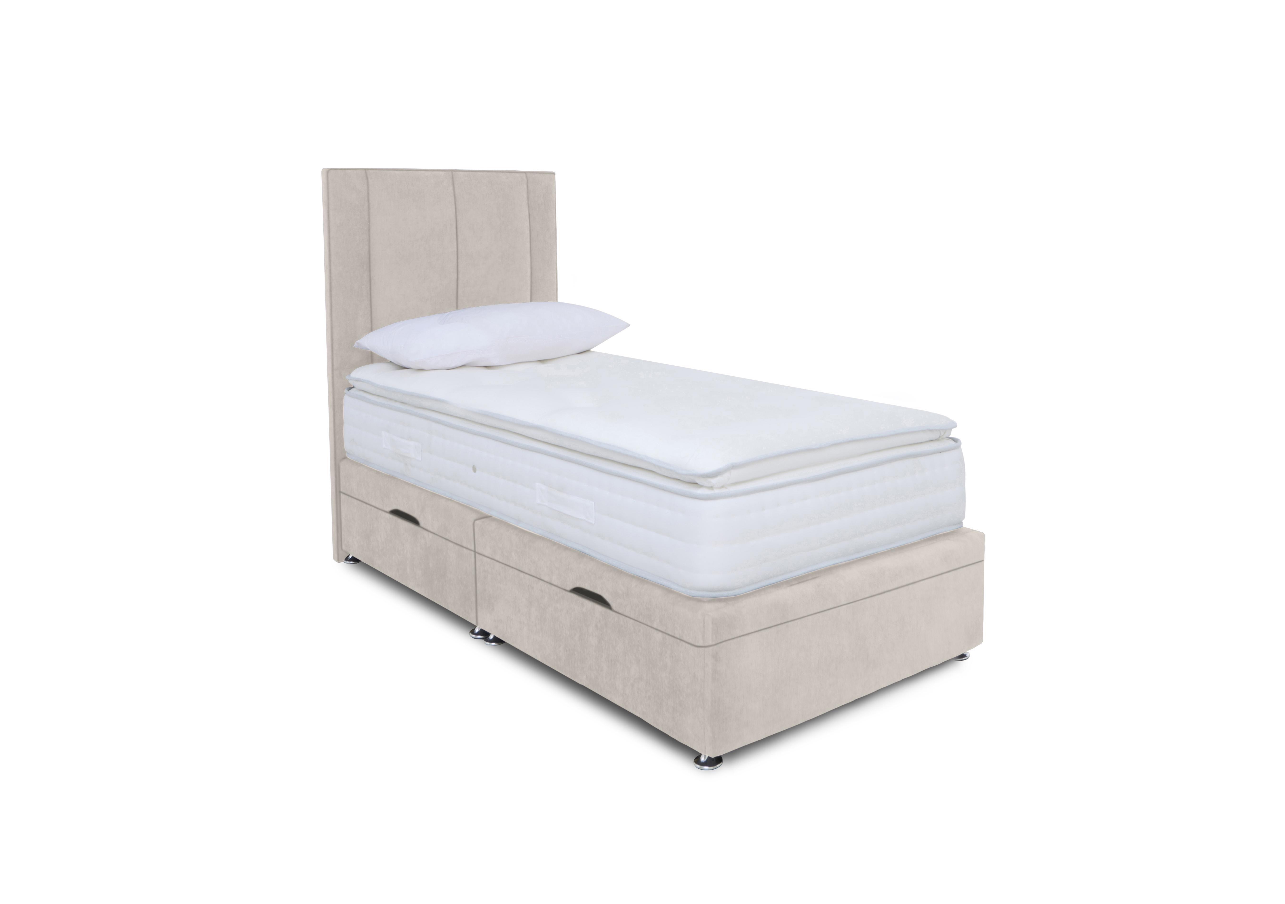 Pocket Pillowtop Manual Side Ottoman Divan Set in Plain Opal on Furniture Village