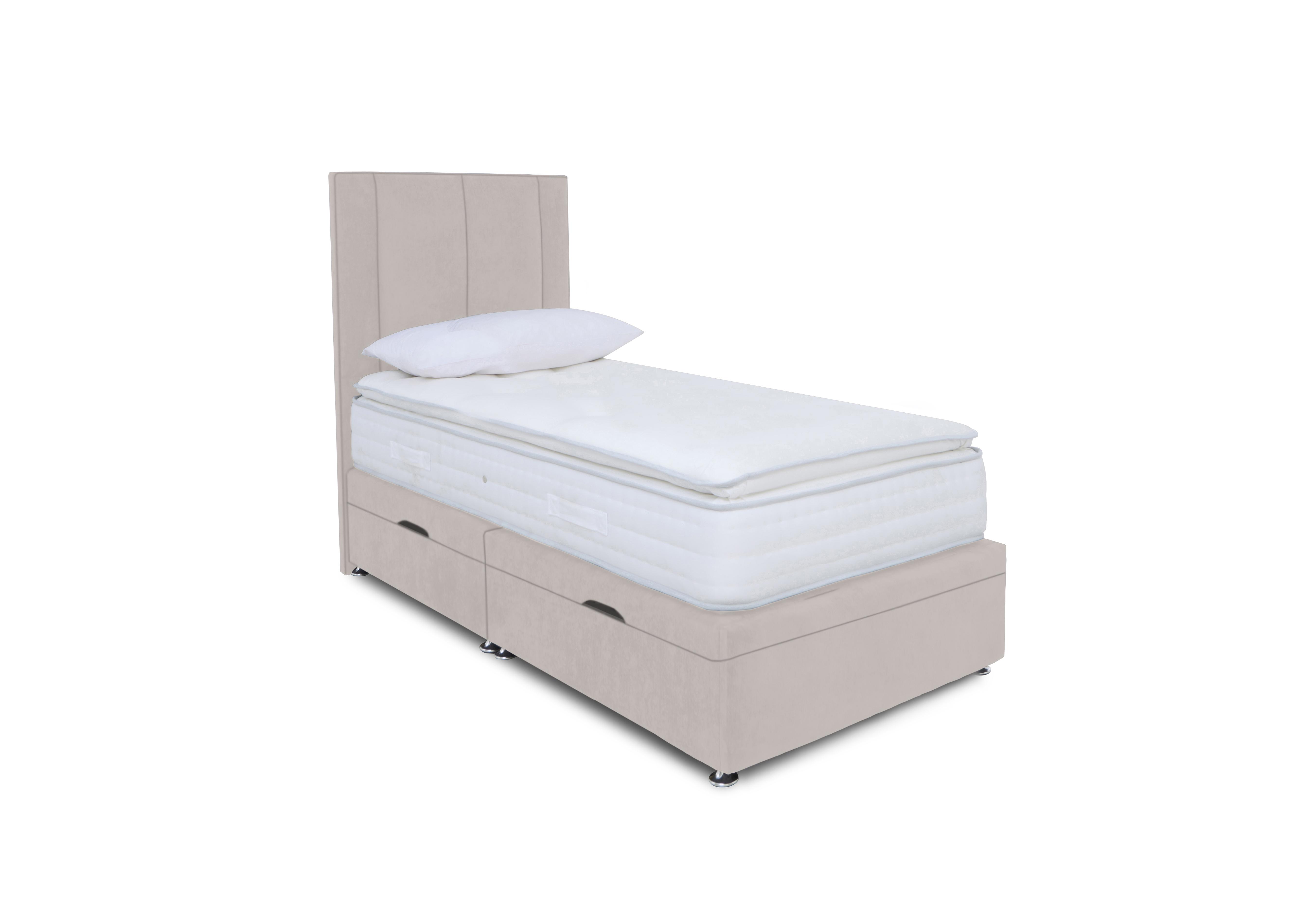 Pocket Pillowtop Manual Side Ottoman Divan Set in Plush Argent on Furniture Village