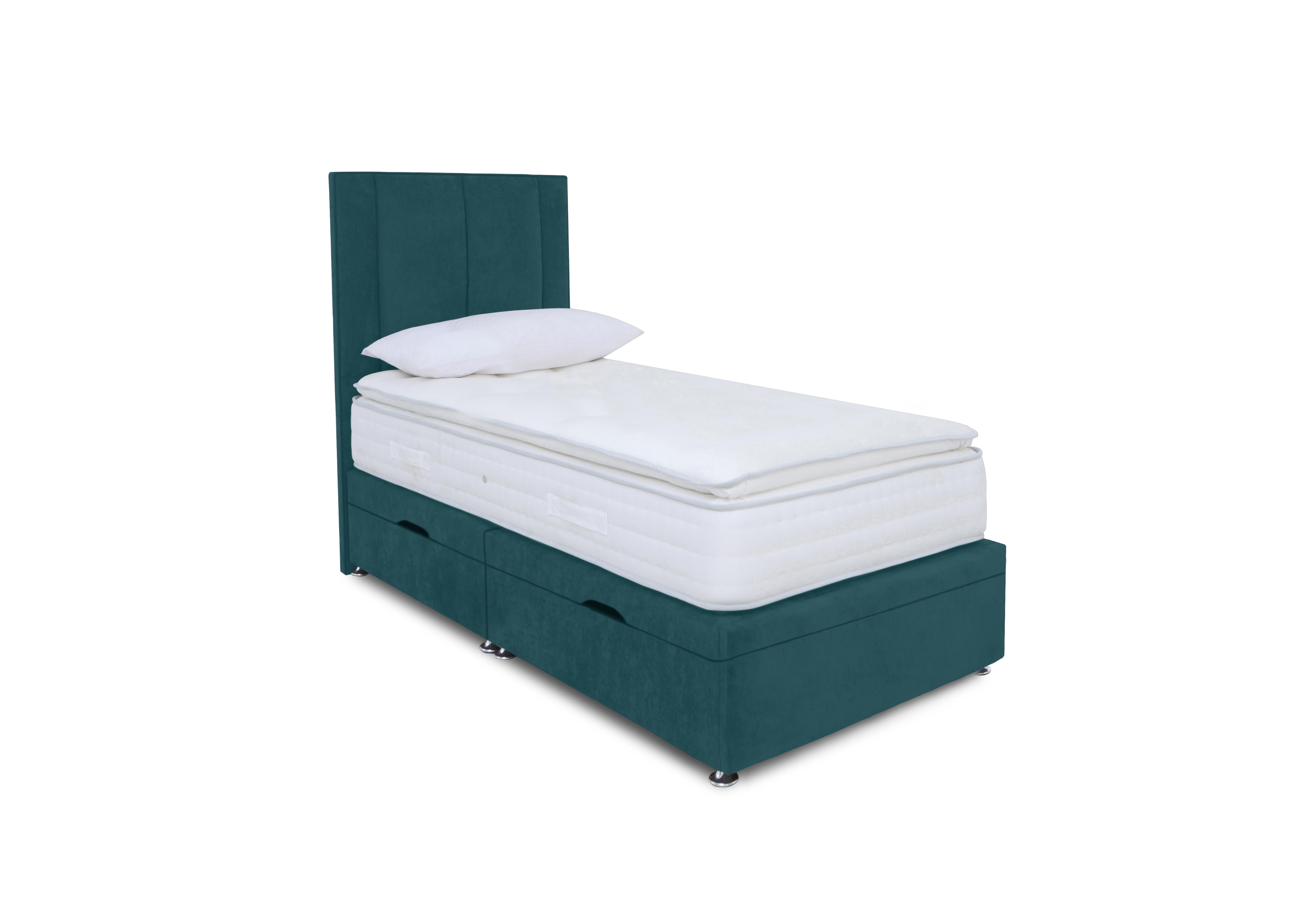 Pocket Pillowtop Manual Side Ottoman Divan Set in Plush Atlantic on Furniture Village