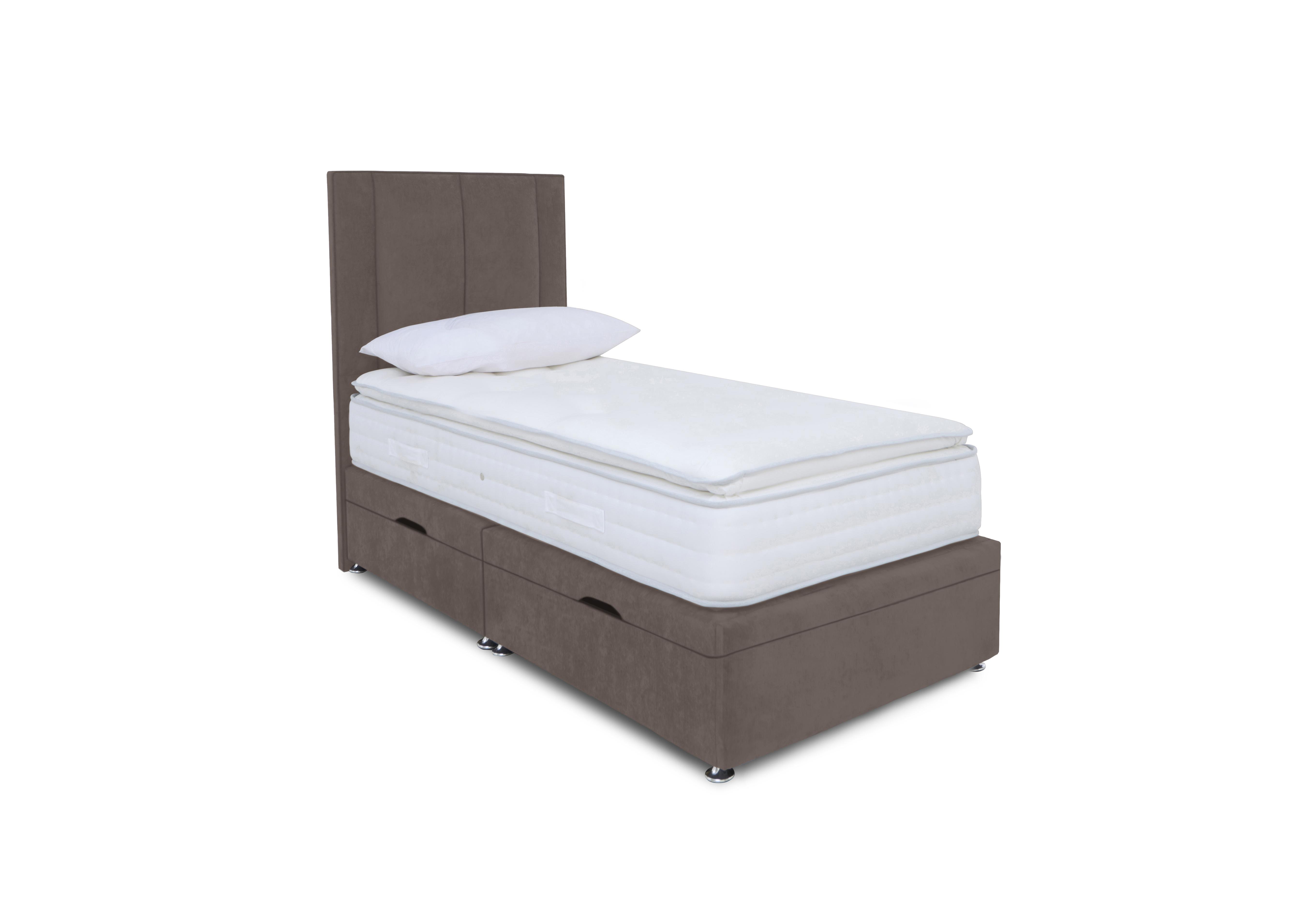 Pocket Pillowtop Manual Side Ottoman Divan Set in Plush Mole on Furniture Village
