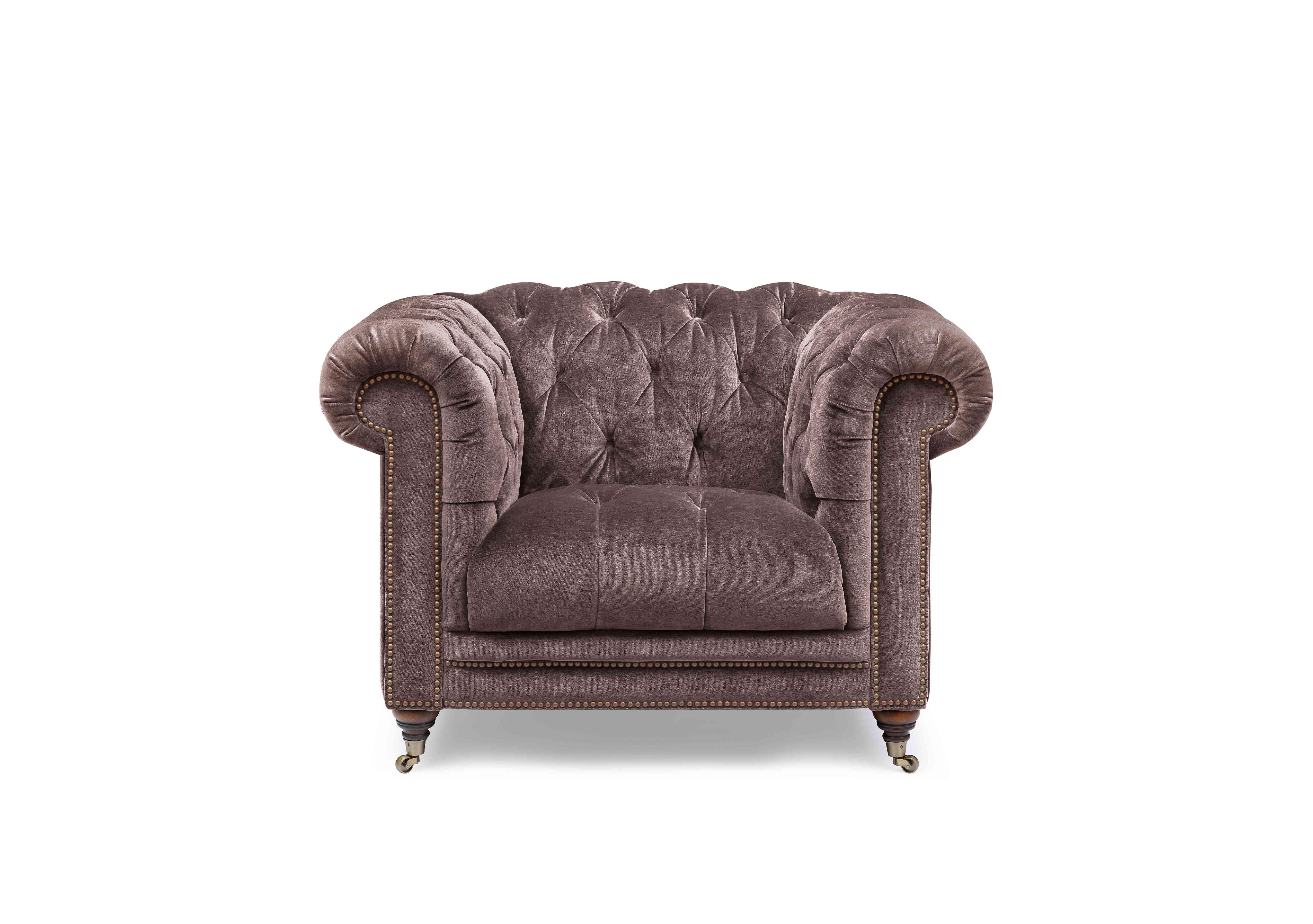 Walter Fabric Chesterfield Chair with USB-C in Antler X3y1-W023 on Furniture Village