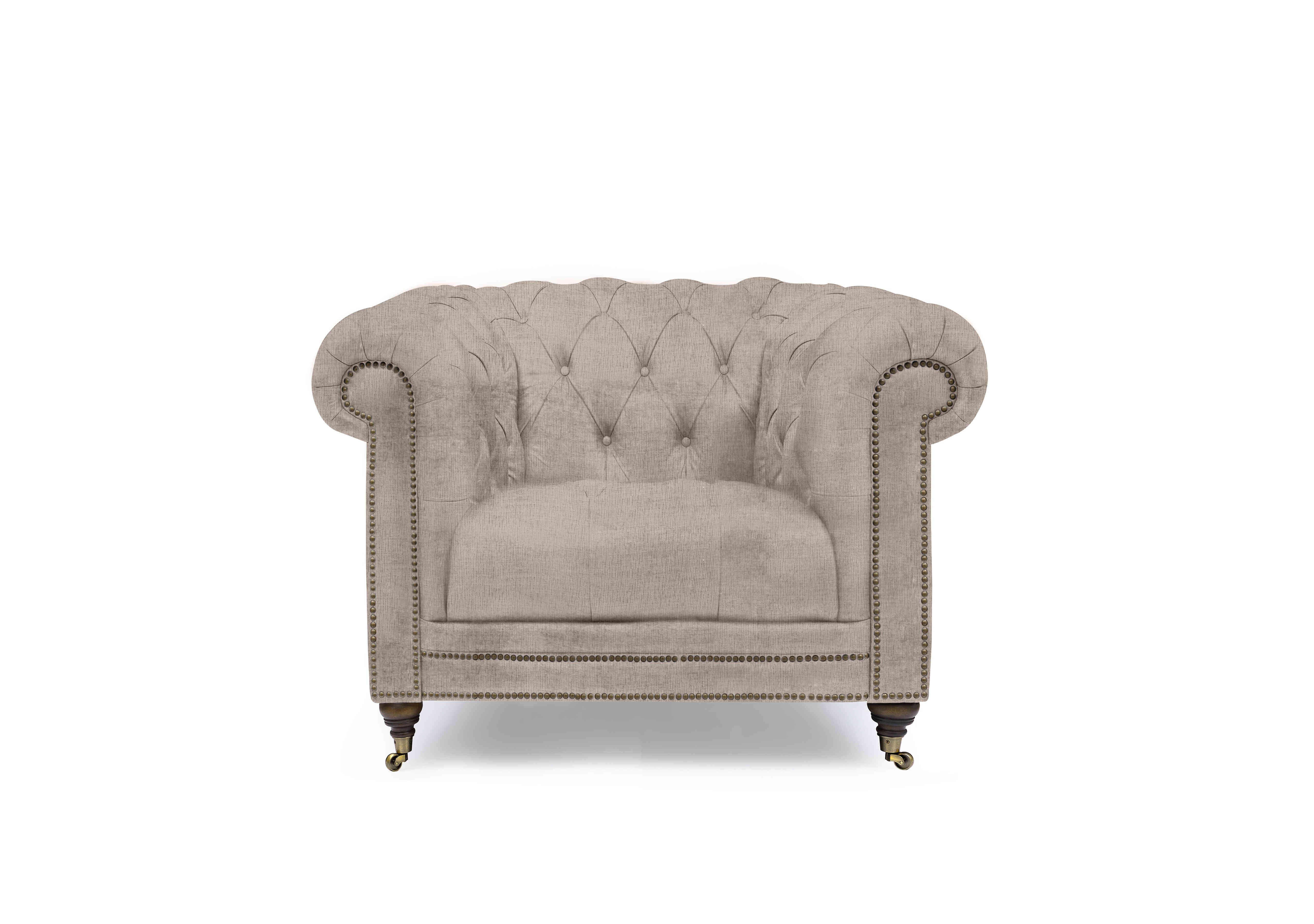 Walter Fabric Chesterfield Chair with USB-C in Bailey Brown X3-A607 on Furniture Village