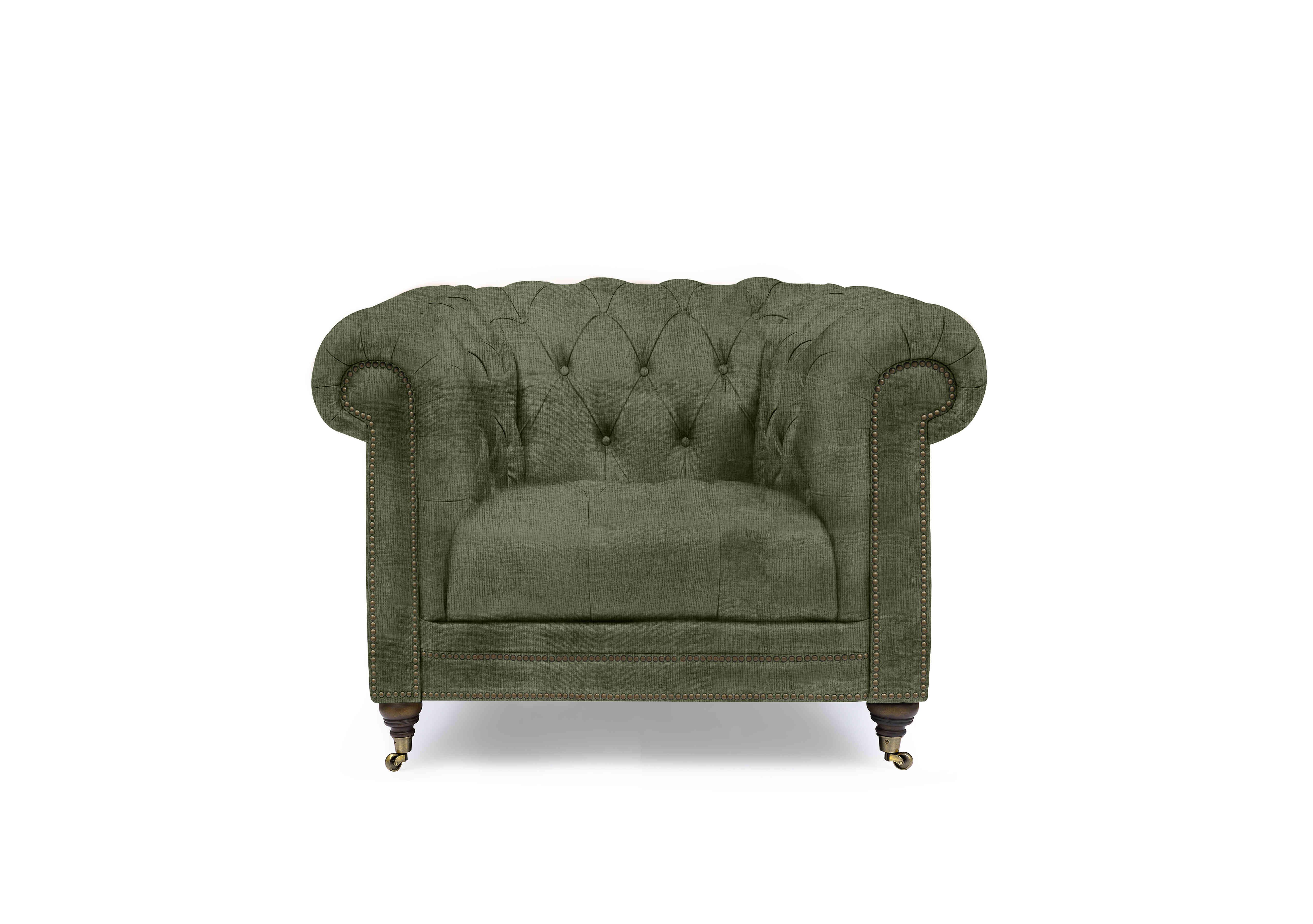 Walter Fabric Chesterfield Chair with USB-C in Hunter Green X3-A616 on Furniture Village
