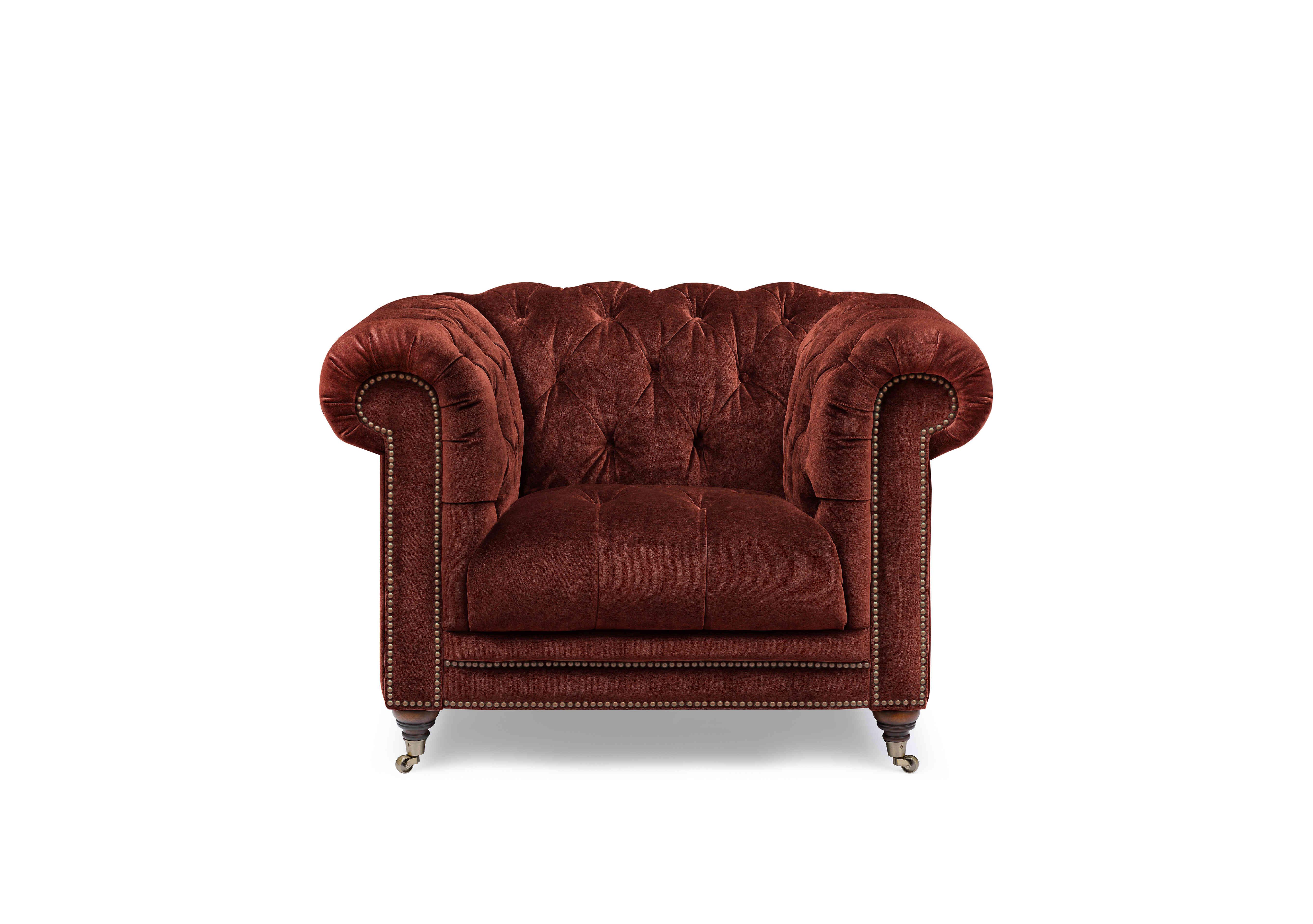 Walter Fabric Chesterfield Chair with USB-C in Tawny X3y1-W019 on Furniture Village