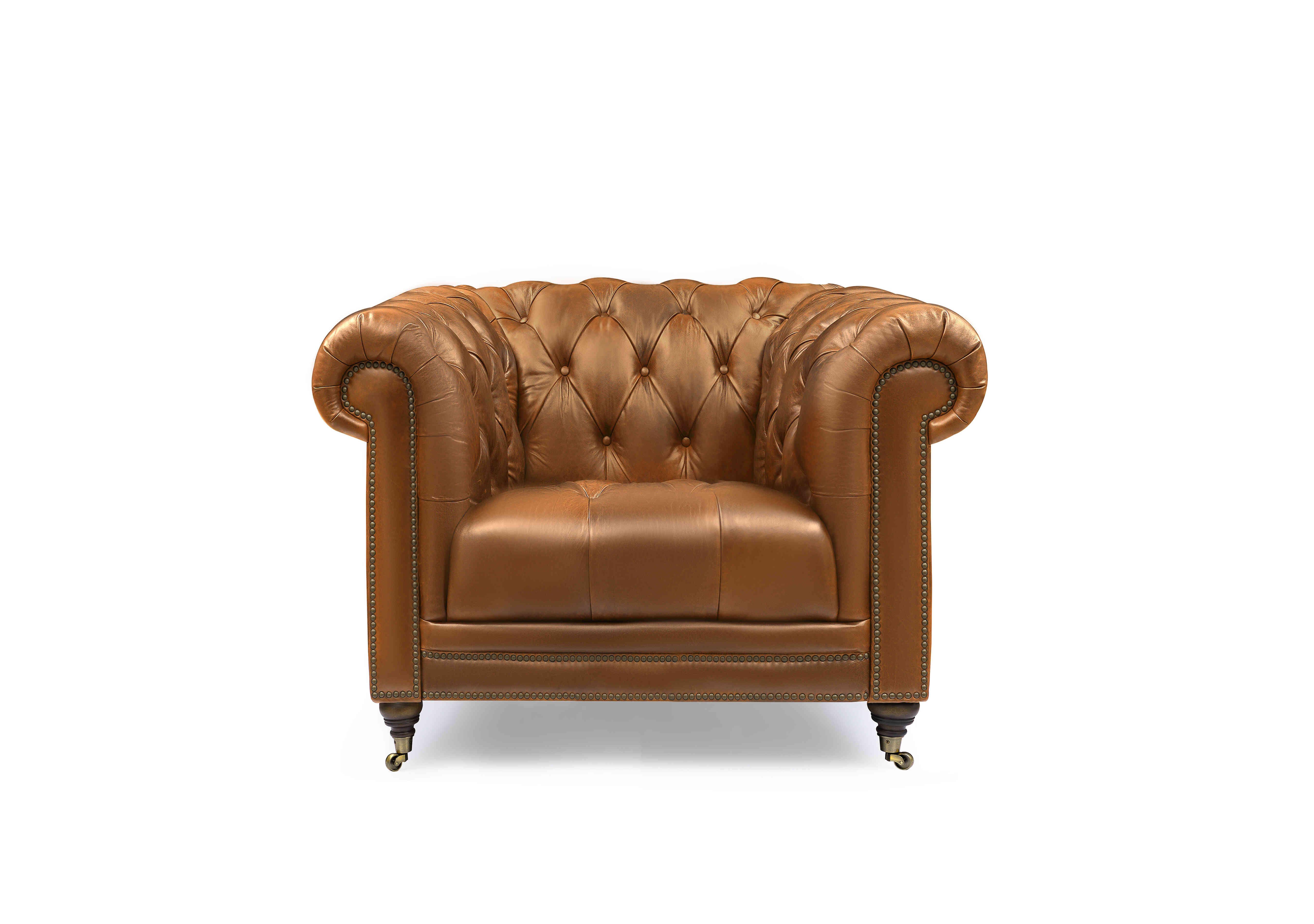 Walter Leather Chesterfield Chair with USB-C in Inca X3y1-1957ls on Furniture Village