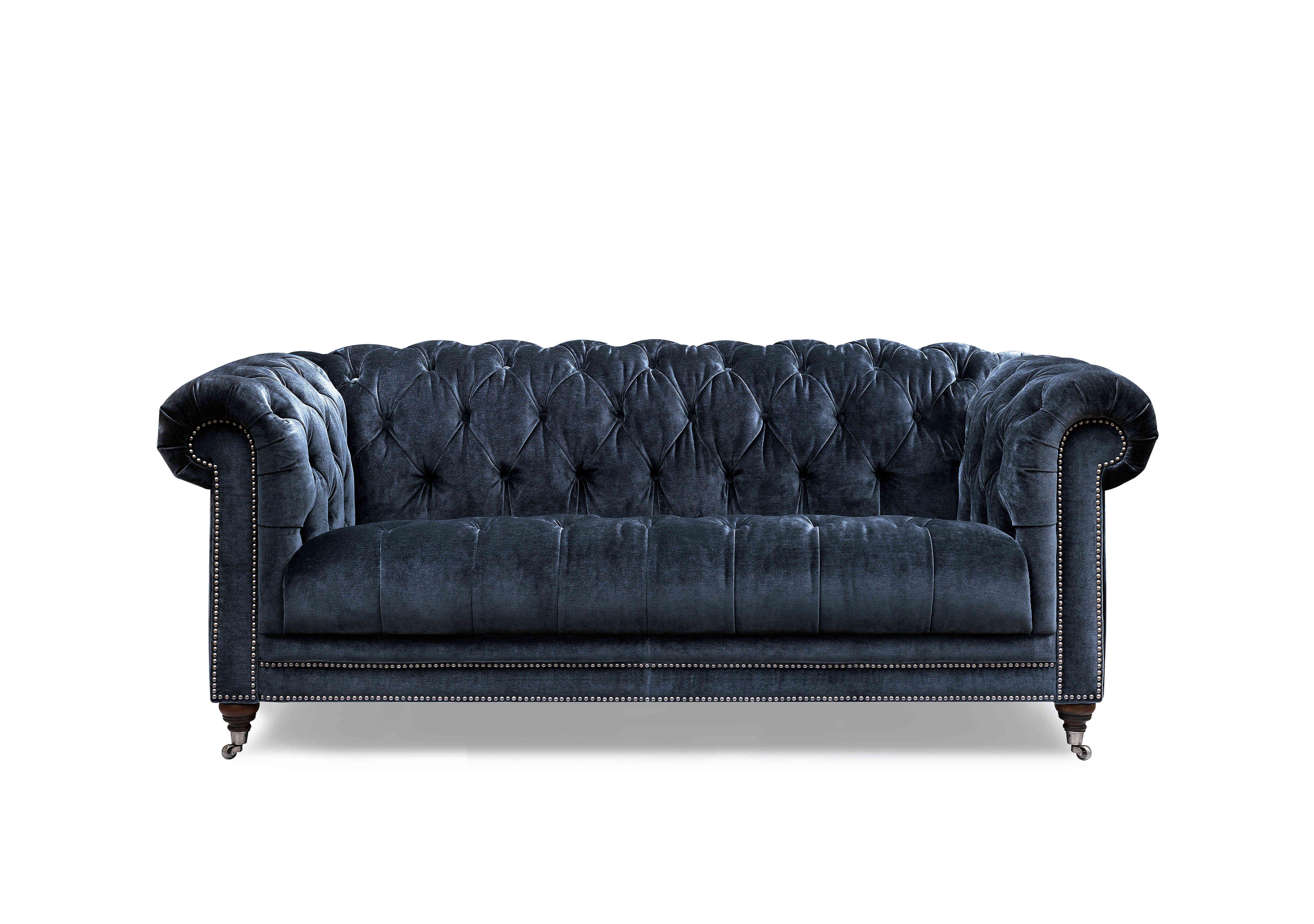 Walter 3 Seater Fabric Chesterfield Sofa with USB-C in Midnight X3y2-W024 on Furniture Village