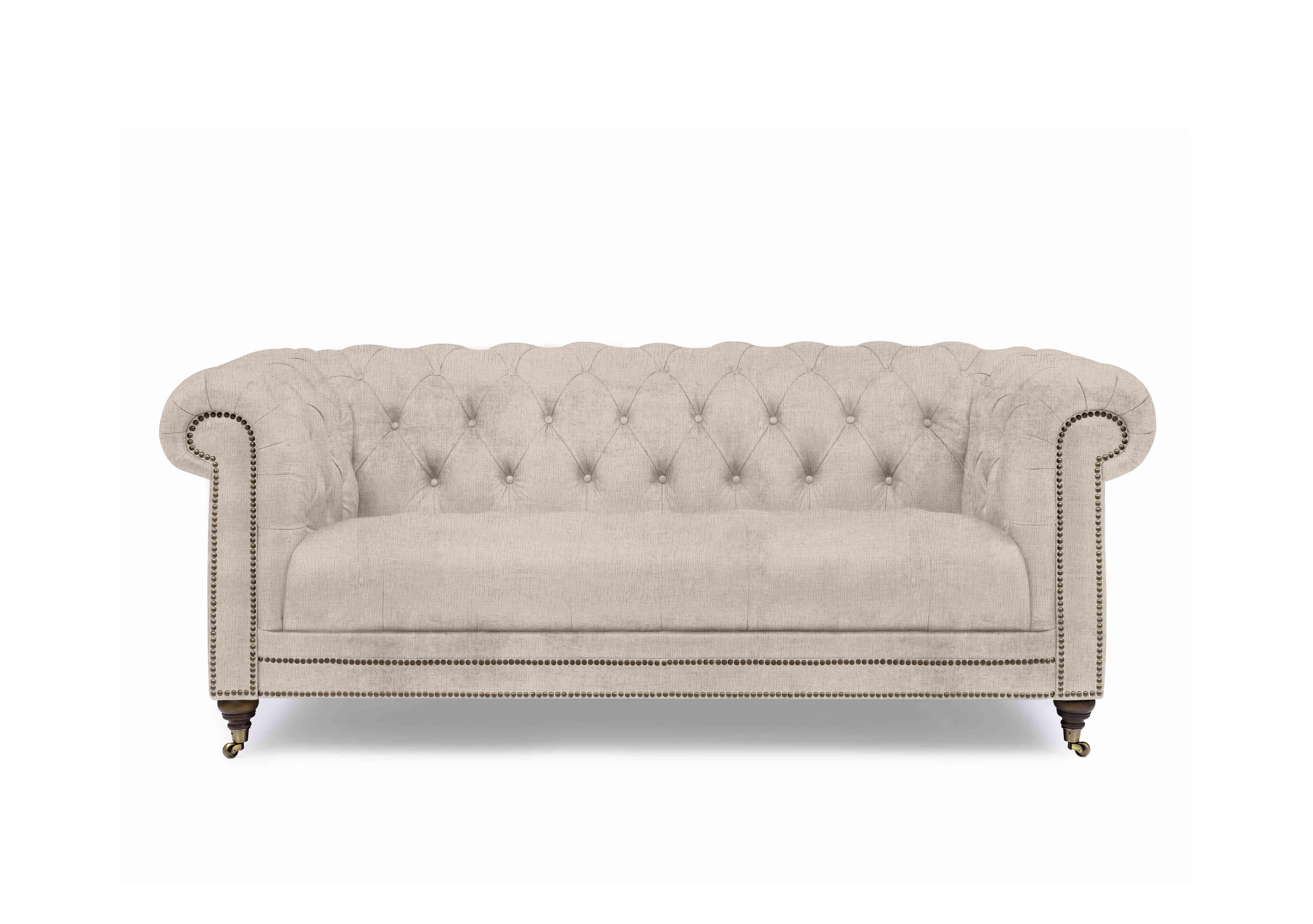 Walter 3 Seater Fabric Chesterfield Sofa with USB-C in Stone Hearth X3-A603 on Furniture Village
