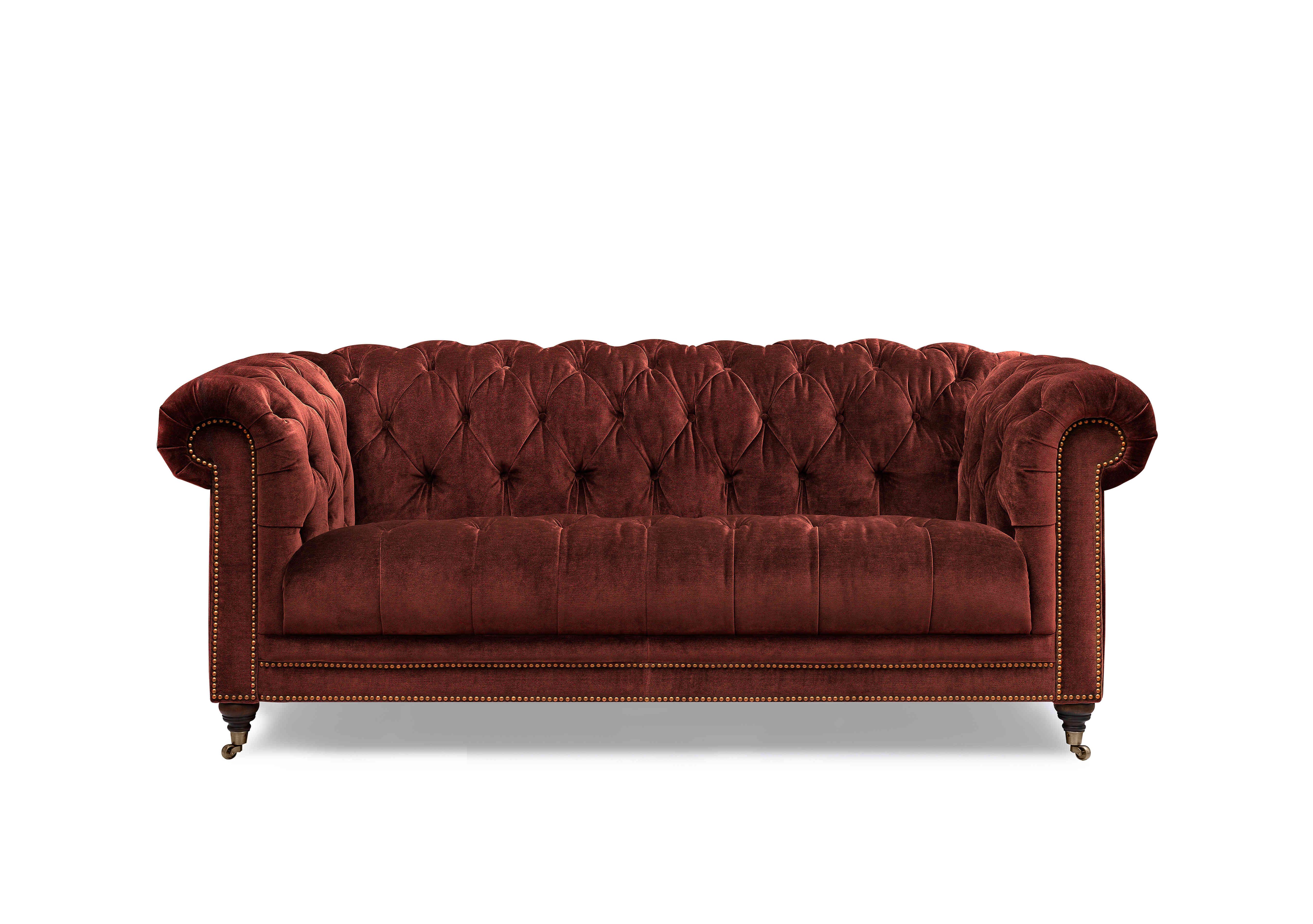 Walter 3 Seater Fabric Chesterfield Sofa with USB-C in Tawny X3y1-W019 on Furniture Village