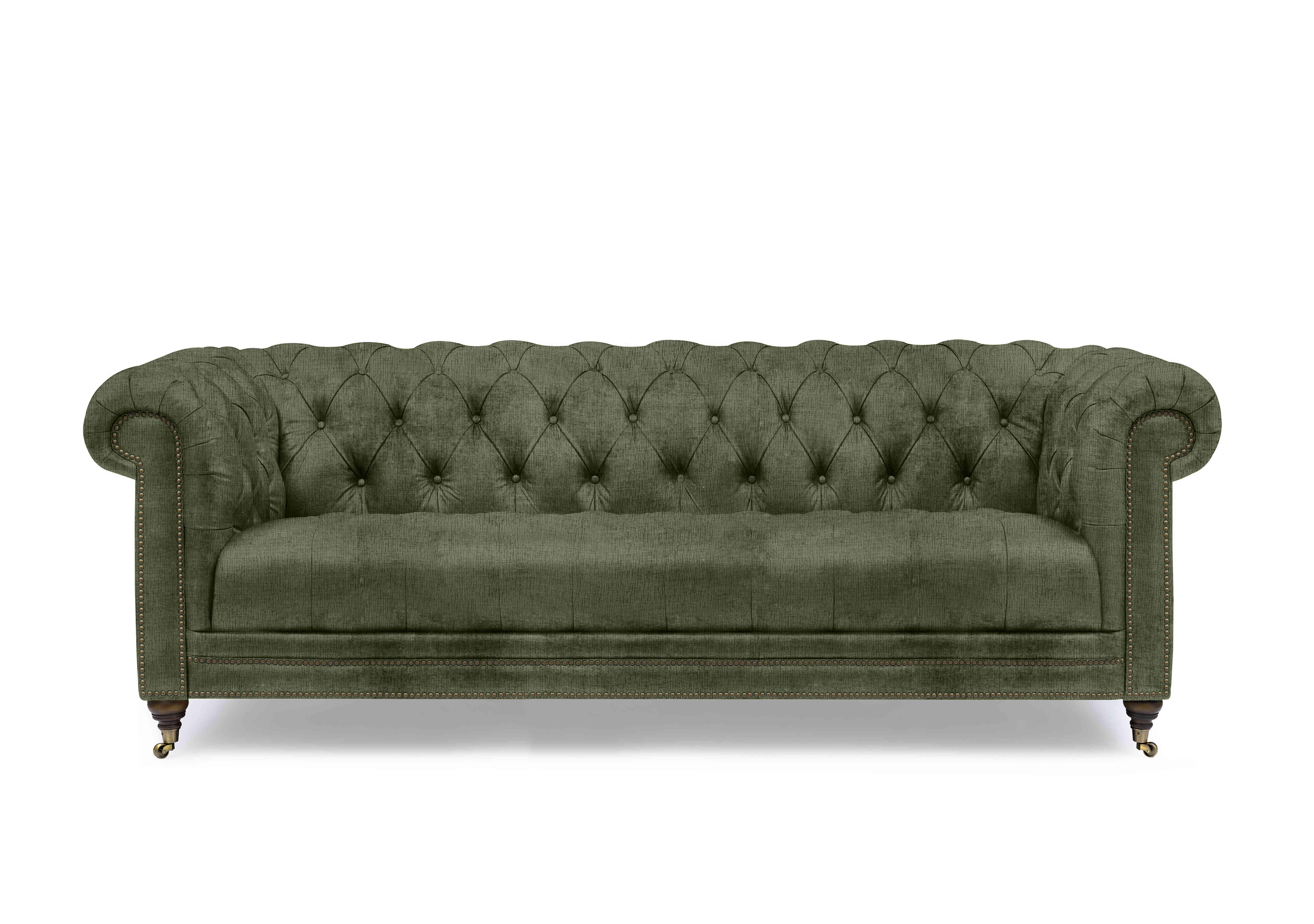 Walter 4 Seater Fabric Chesterfield Sofa with USB-C in Hunter Green X3-A616 on Furniture Village