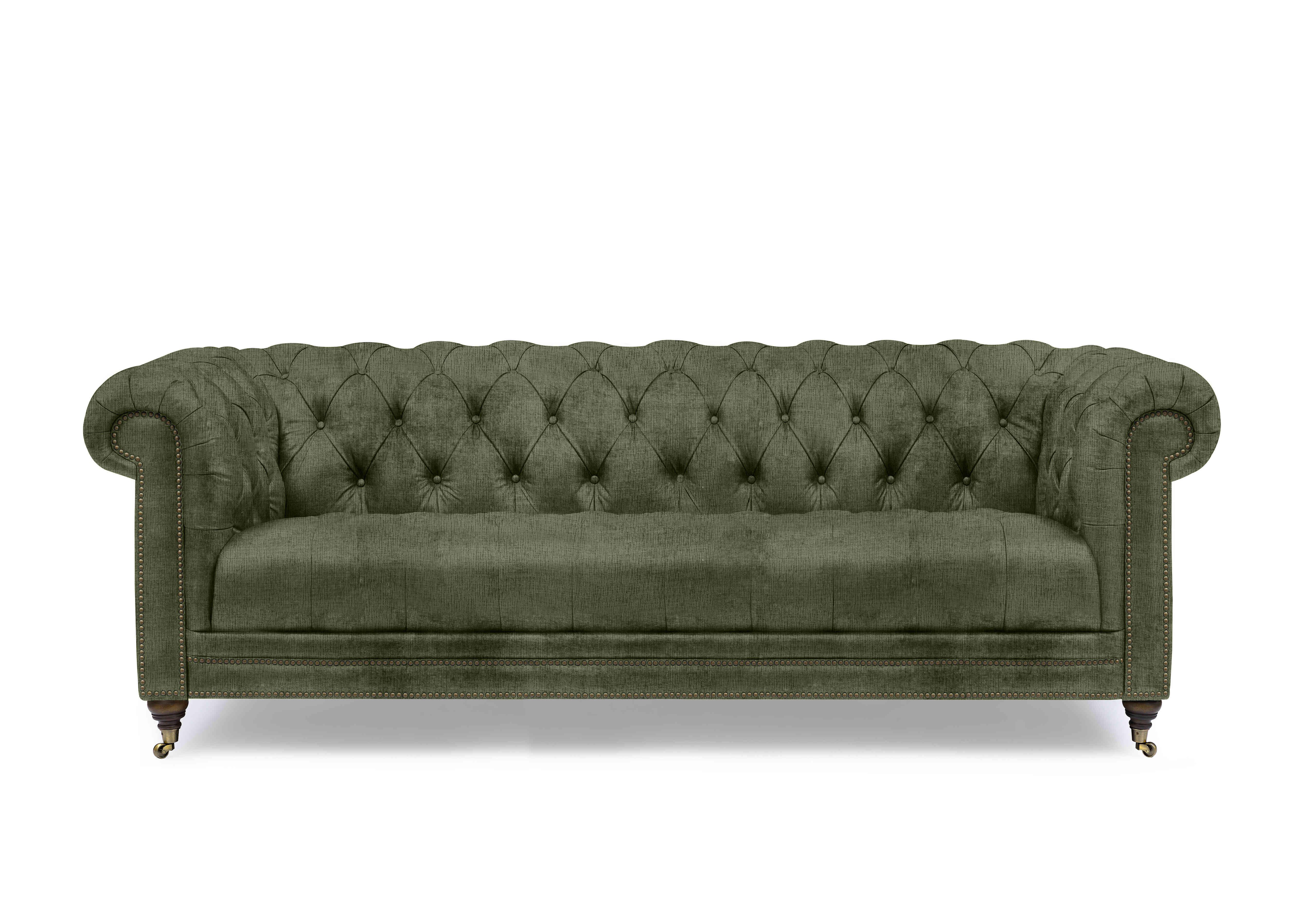 Walter 4 Seater Fabric Chesterfield Sofa with USB-C in X3-A616 Hunter Green on Furniture Village