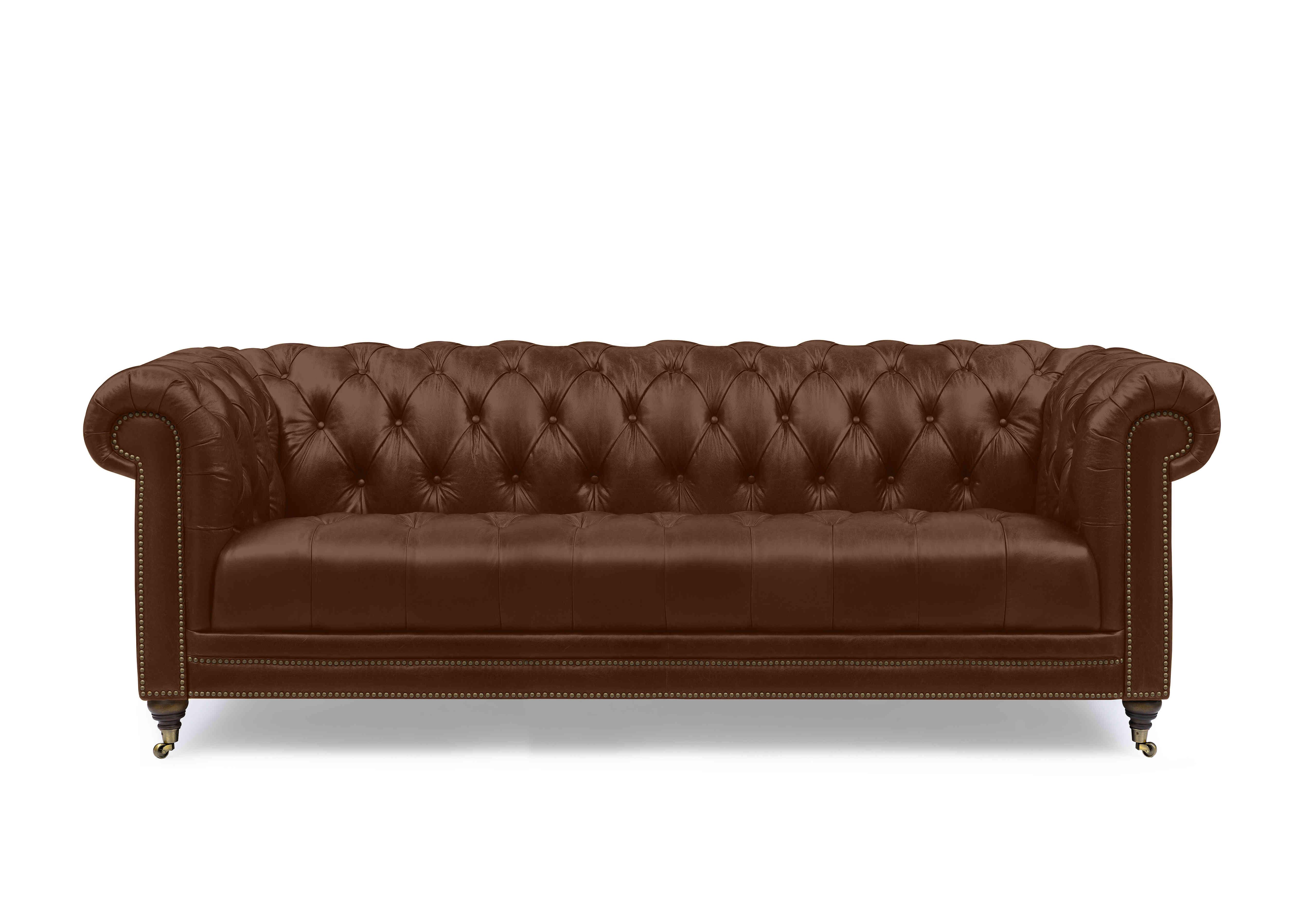 Walter 4 Seater Leather Chesterfield Sofa with USB-C in Cedar Brown X3-1569ls on Furniture Village