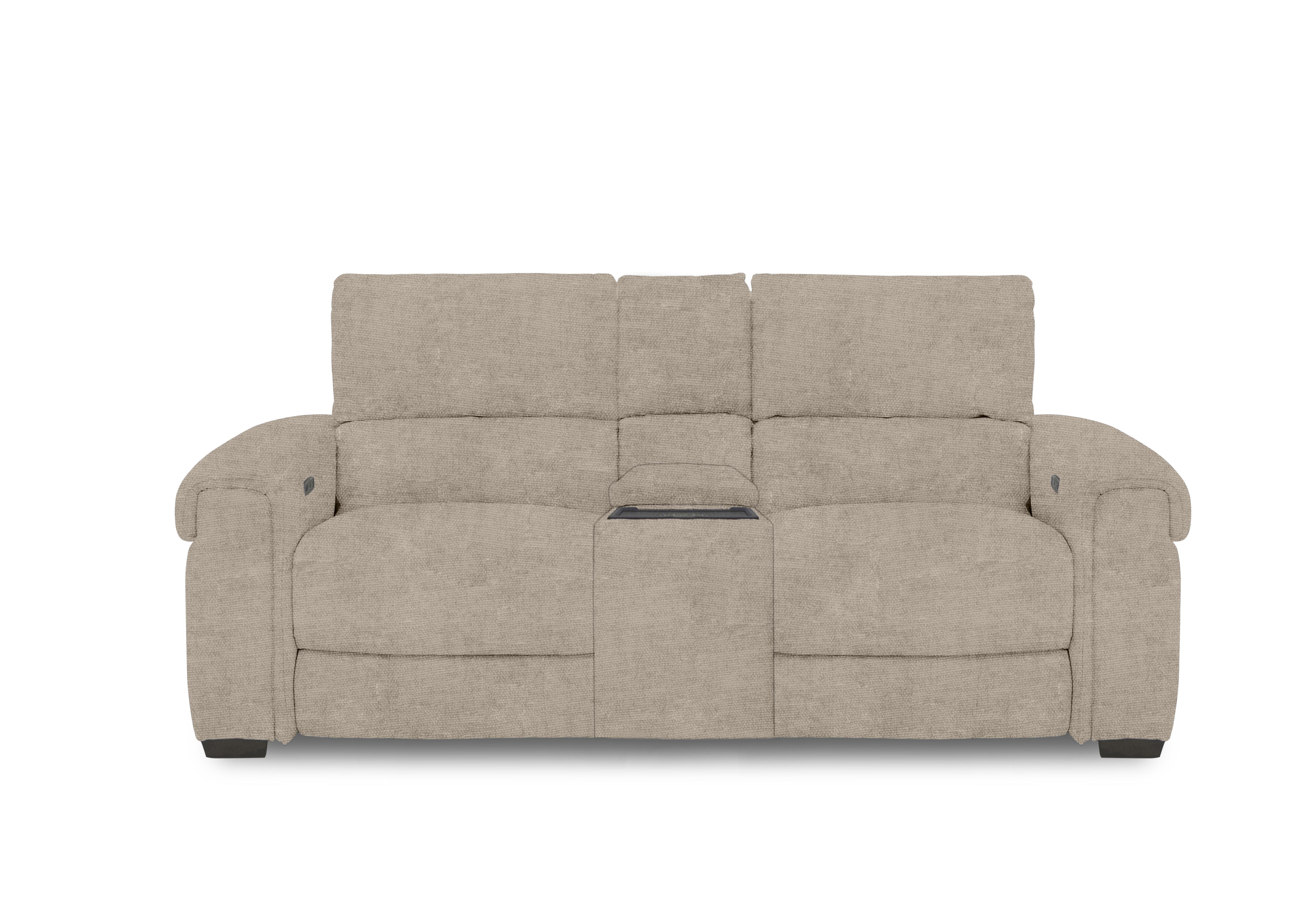 Nixon 2 Seater Fabric Power Recliner Sofa with Cupholder Power Console in Fab-Coe-R120 Light Khaki on Furniture Village