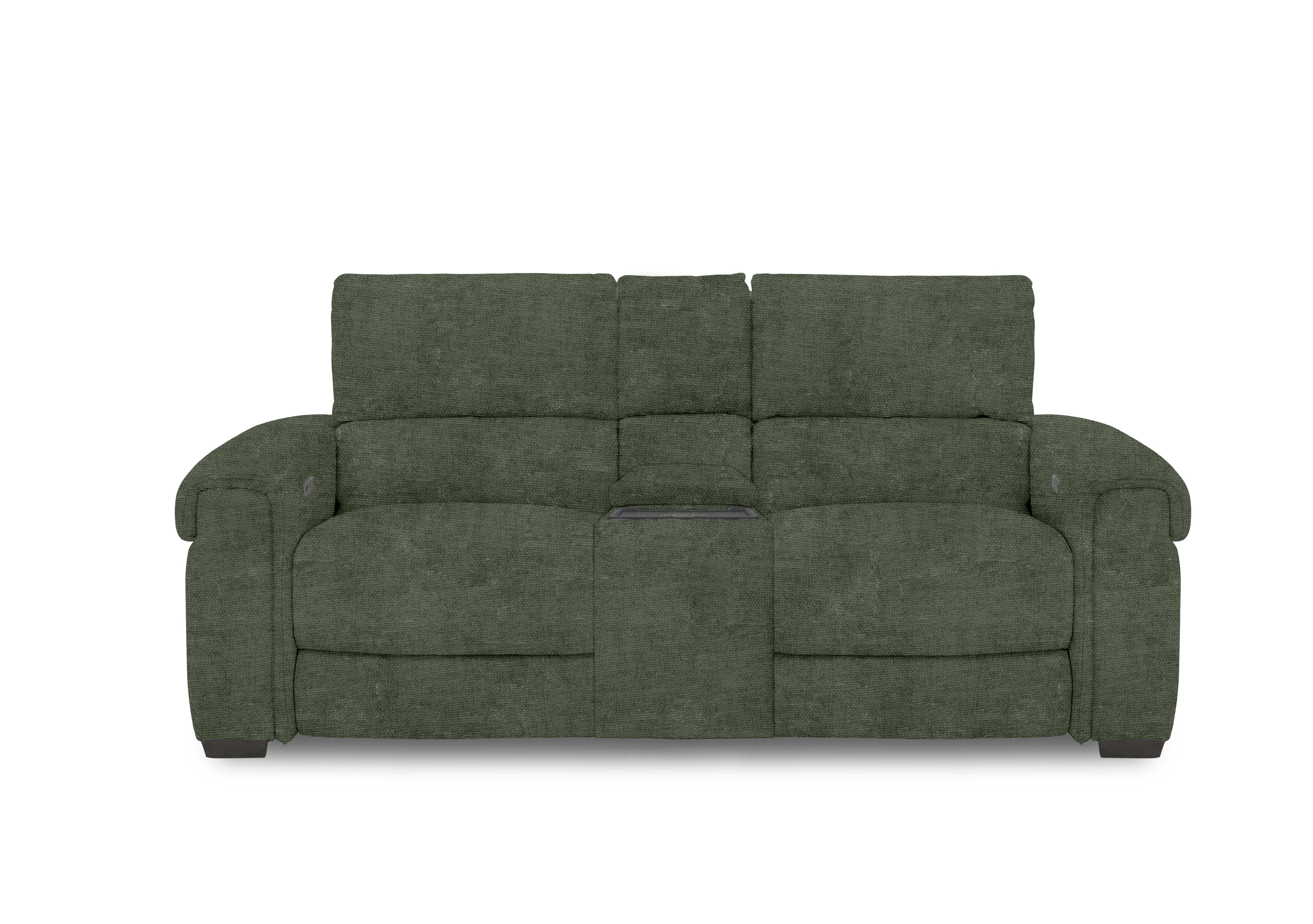 Nixon 2 Seater Fabric Power Recliner Sofa with Cupholder Power Console in Fab-Coe-R801 Olive Green on Furniture Village