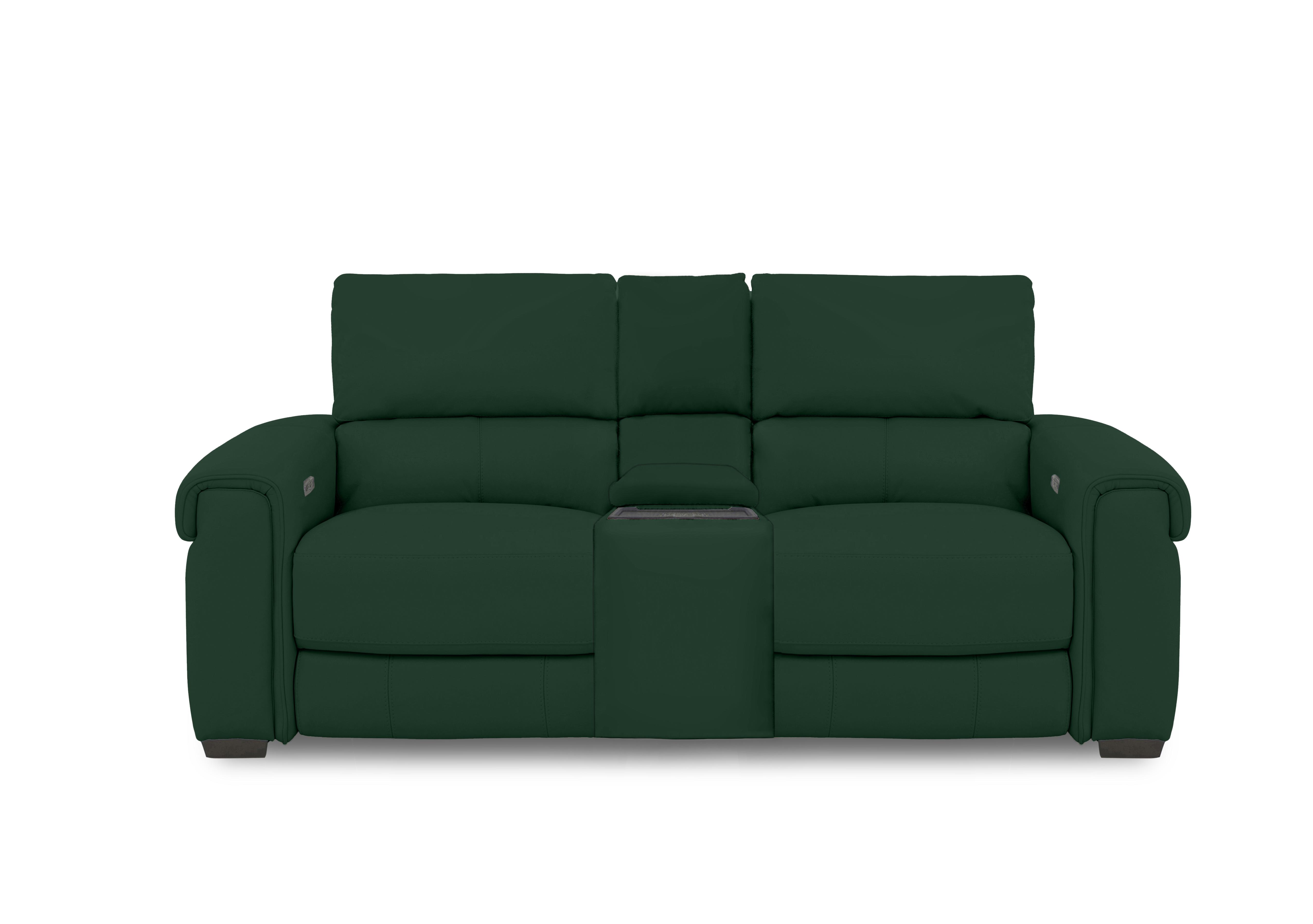 Nixon 2 Seater Fabric Power Recliner Sofa with Cupholder Power Console in Fab-Meg-R37 Emerald Green on Furniture Village
