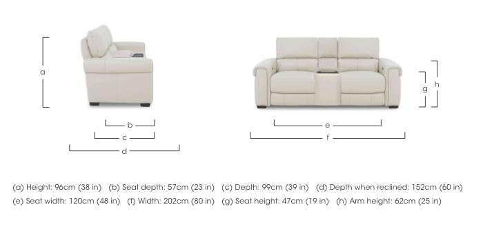 Nixon 2 Seater Leather Power Recliner Sofa with Cupholder Power Console in  on Furniture Village
