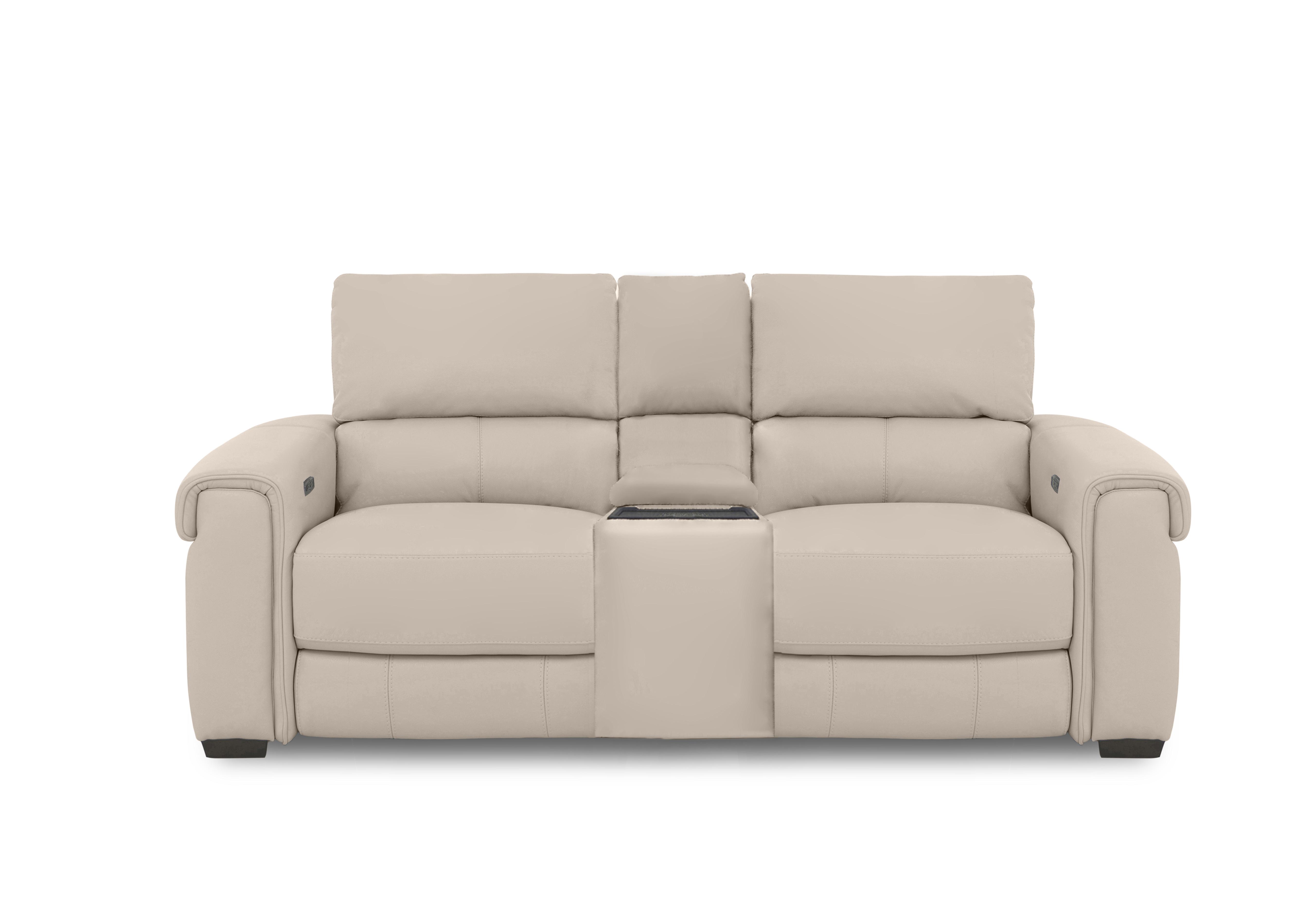 Nixon 2 Seater Leather Power Recliner Sofa with Cupholder Power Console in Bv-041e Dapple Grey on Furniture Village