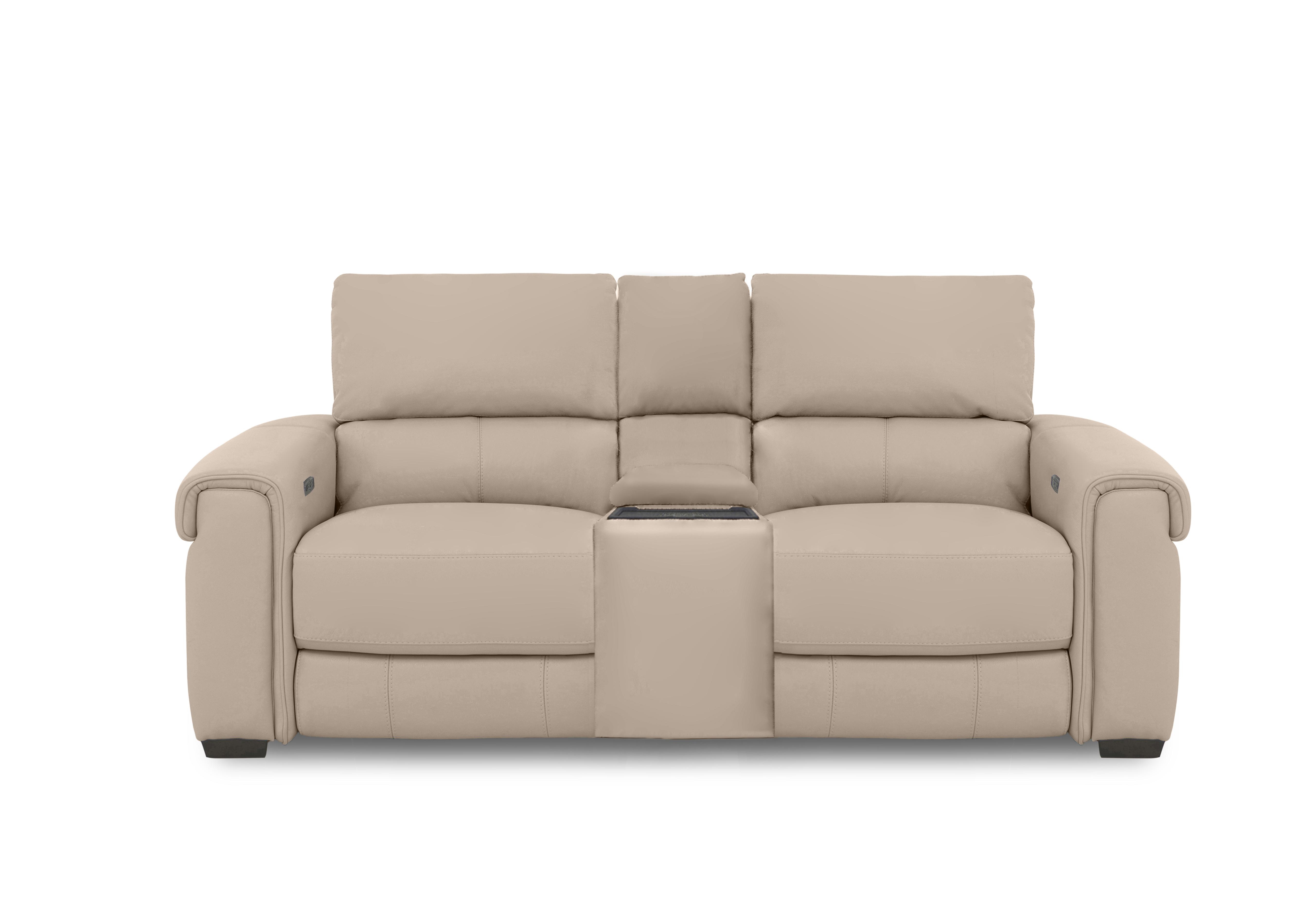 Nixon 2 Seater Leather Power Recliner Sofa with Cupholder Power Console in Hw-039c Pebble on Furniture Village